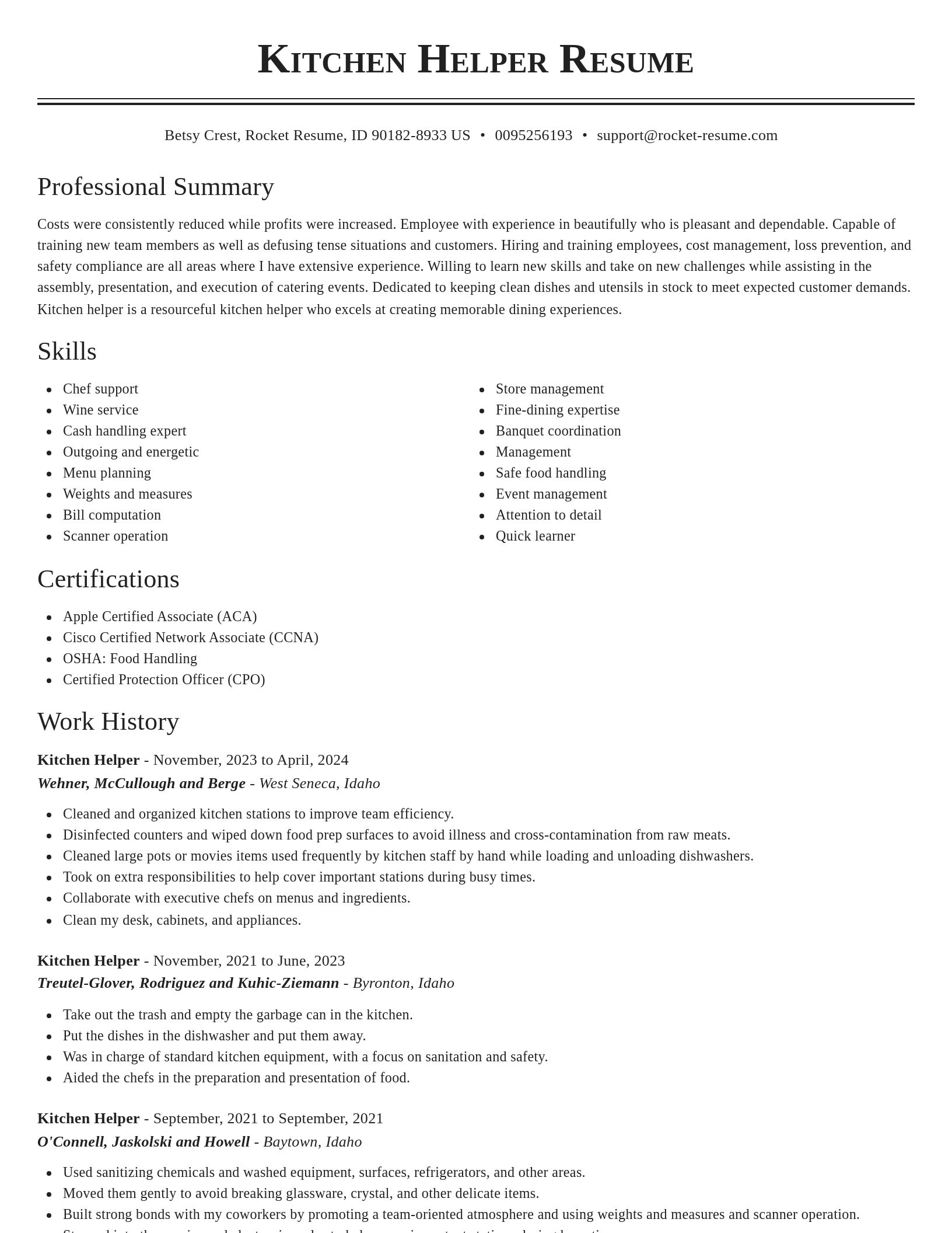 Classic resume template