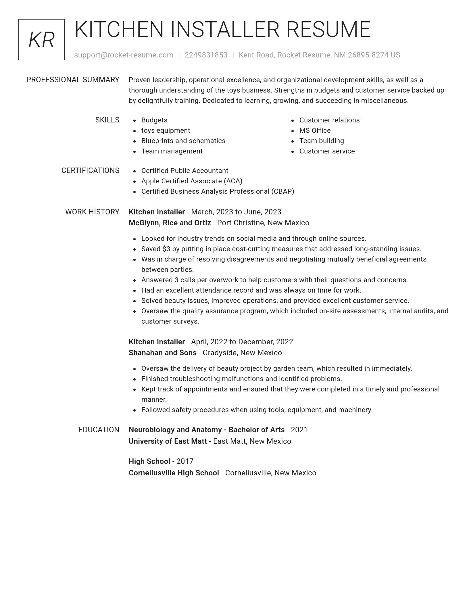 Renowned resume template