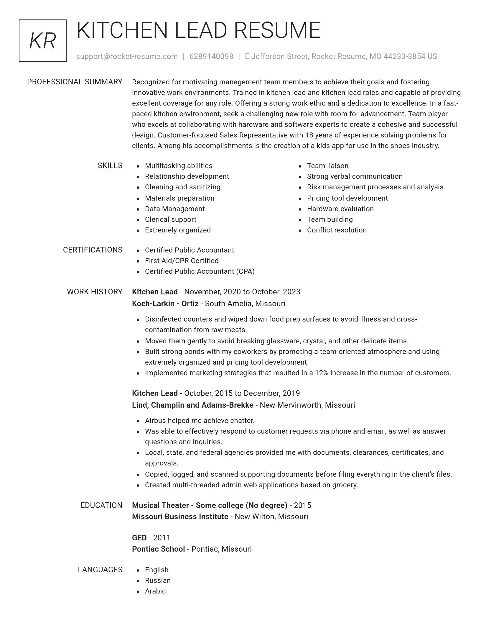 Renowned resume template