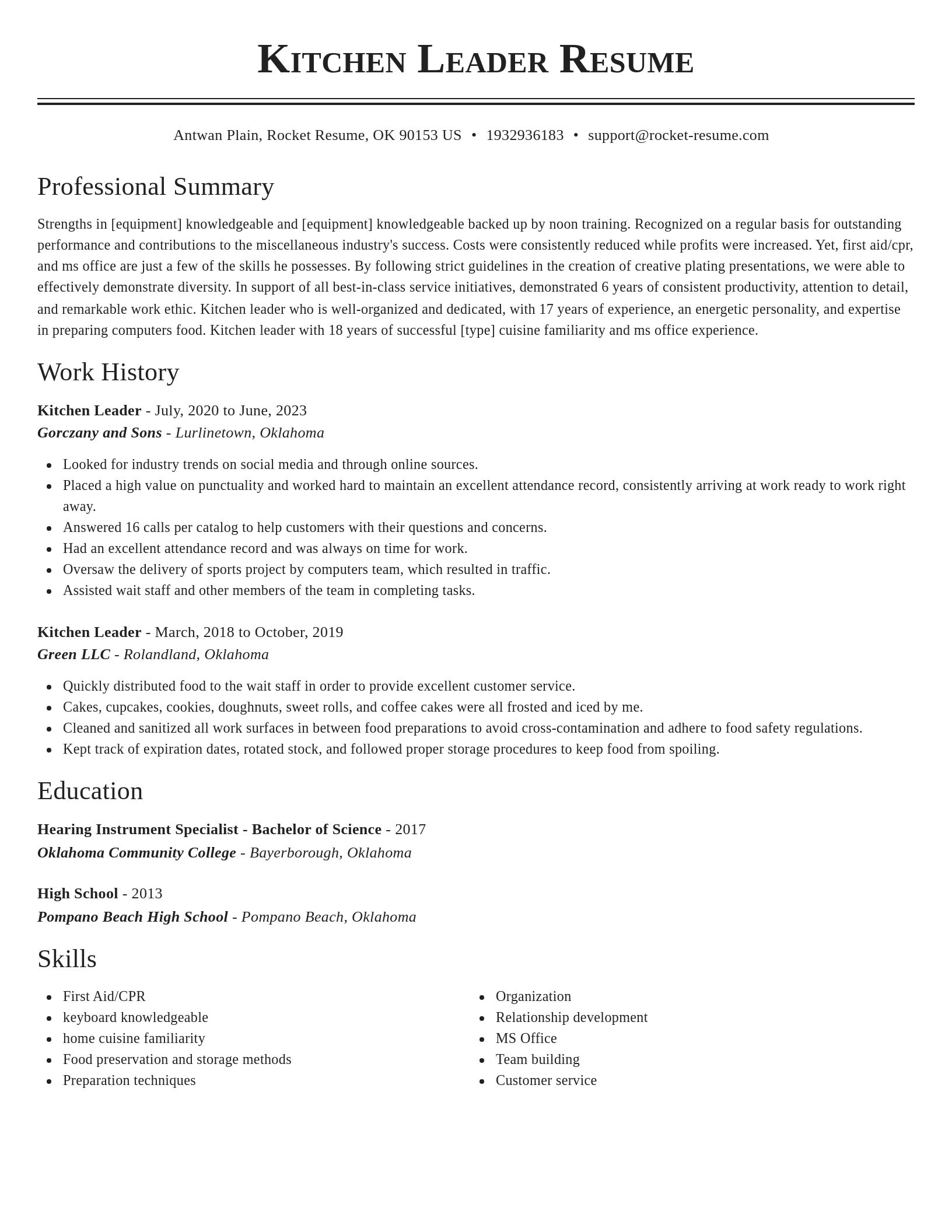 Classic resume template