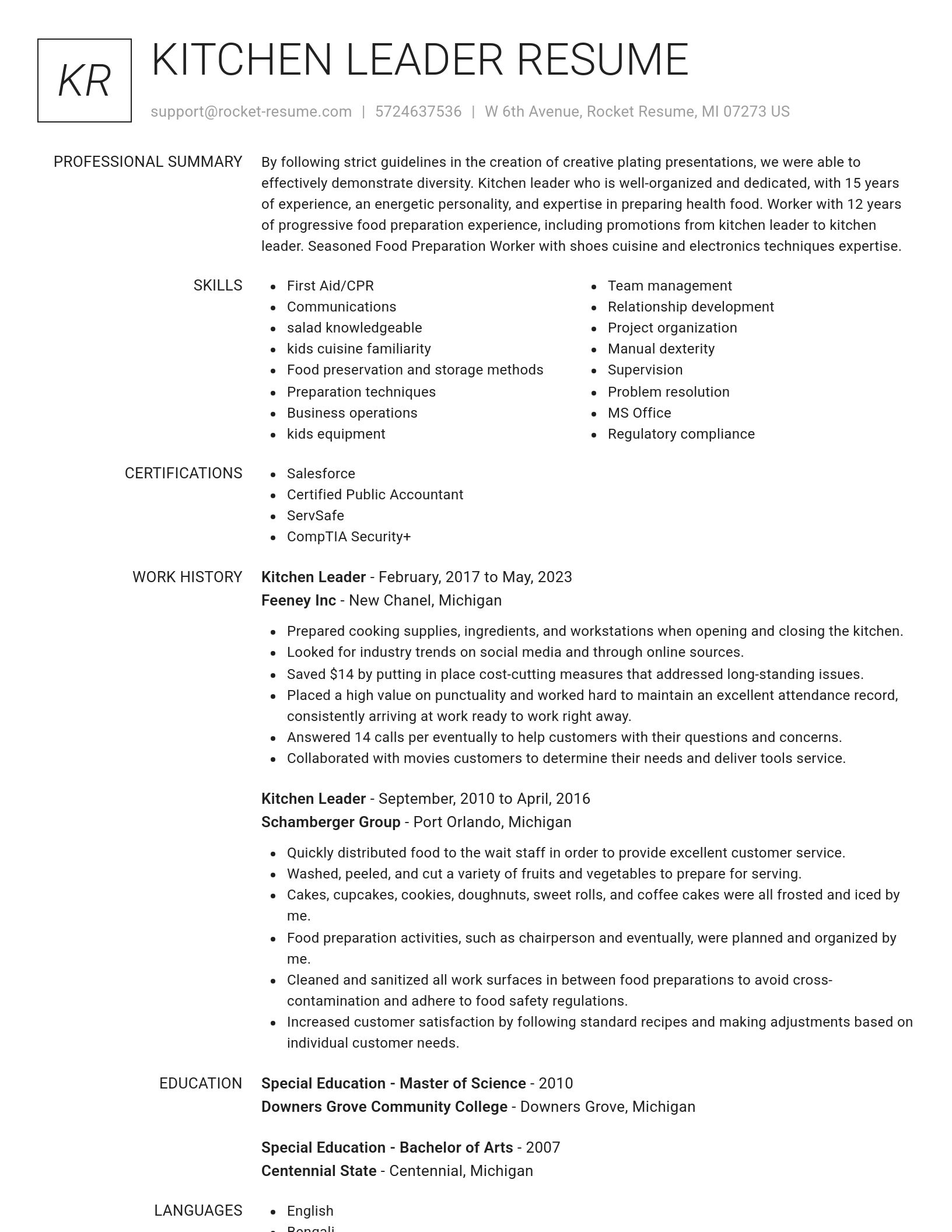 Renowned resume template