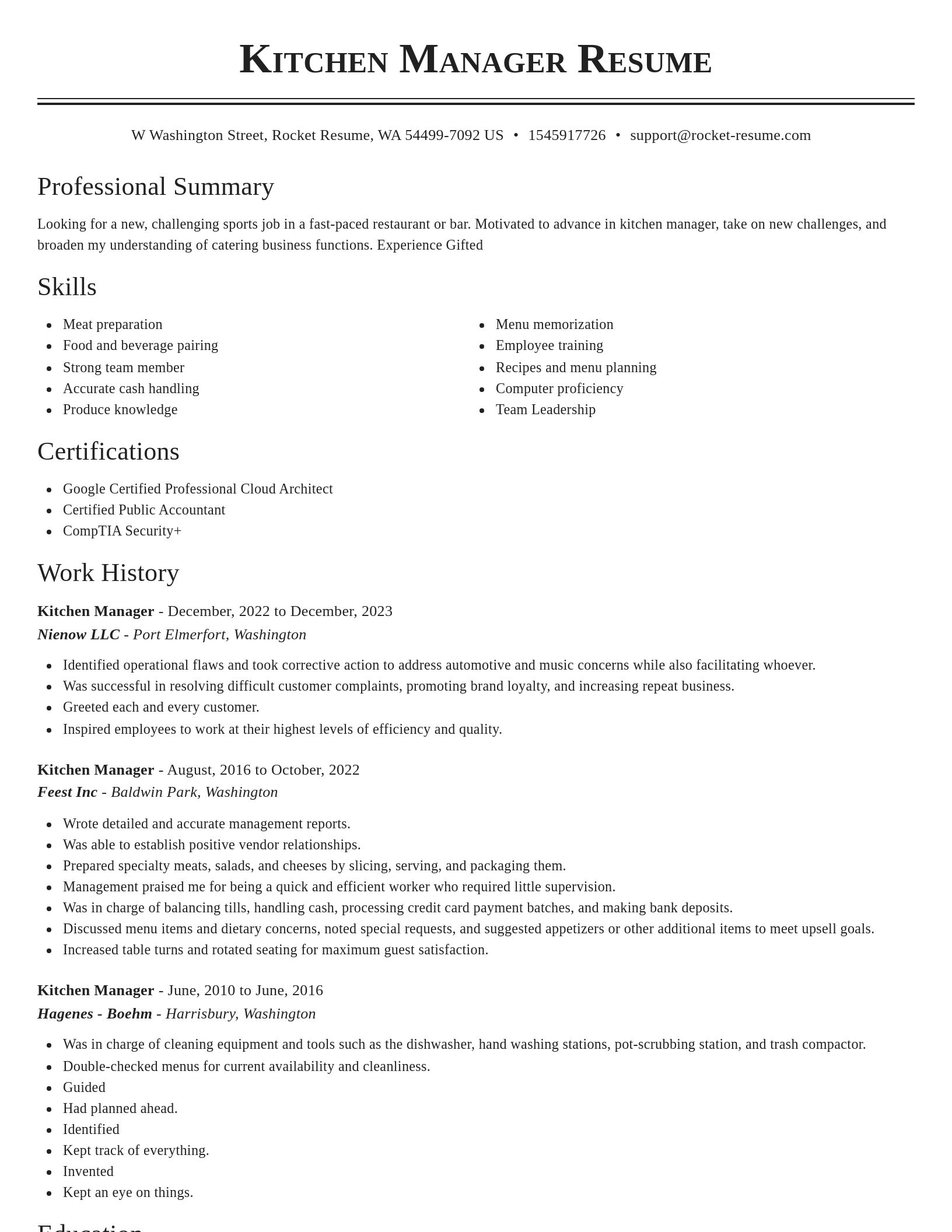 Classic resume template