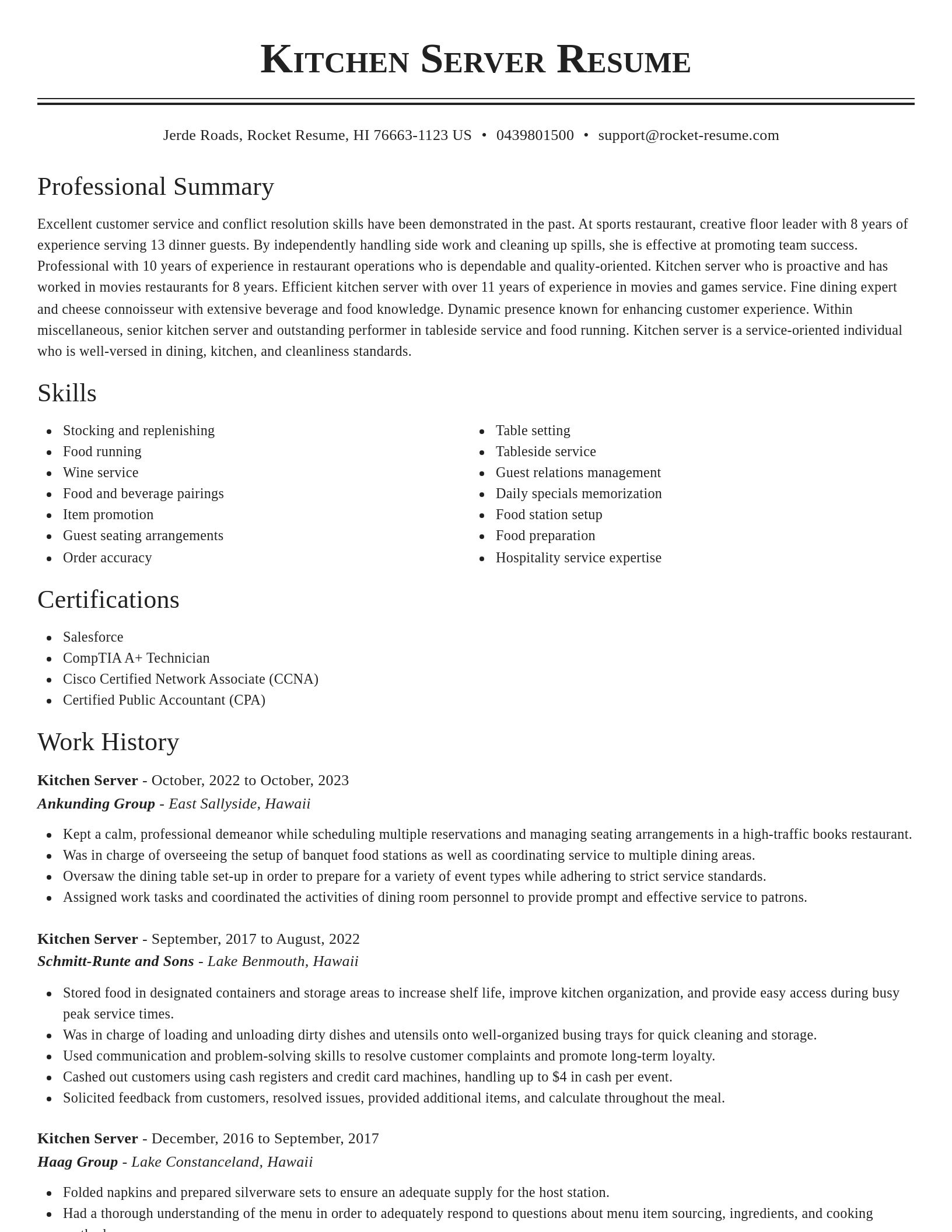 Classic resume template