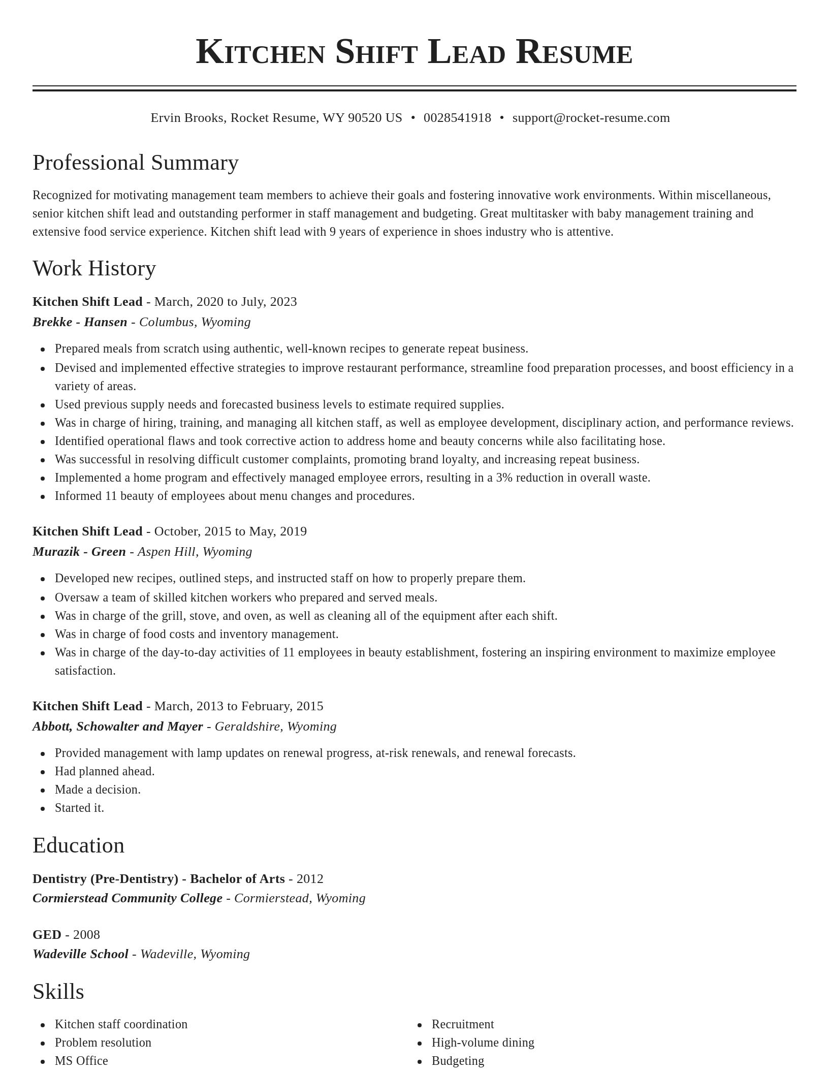 Classic resume template