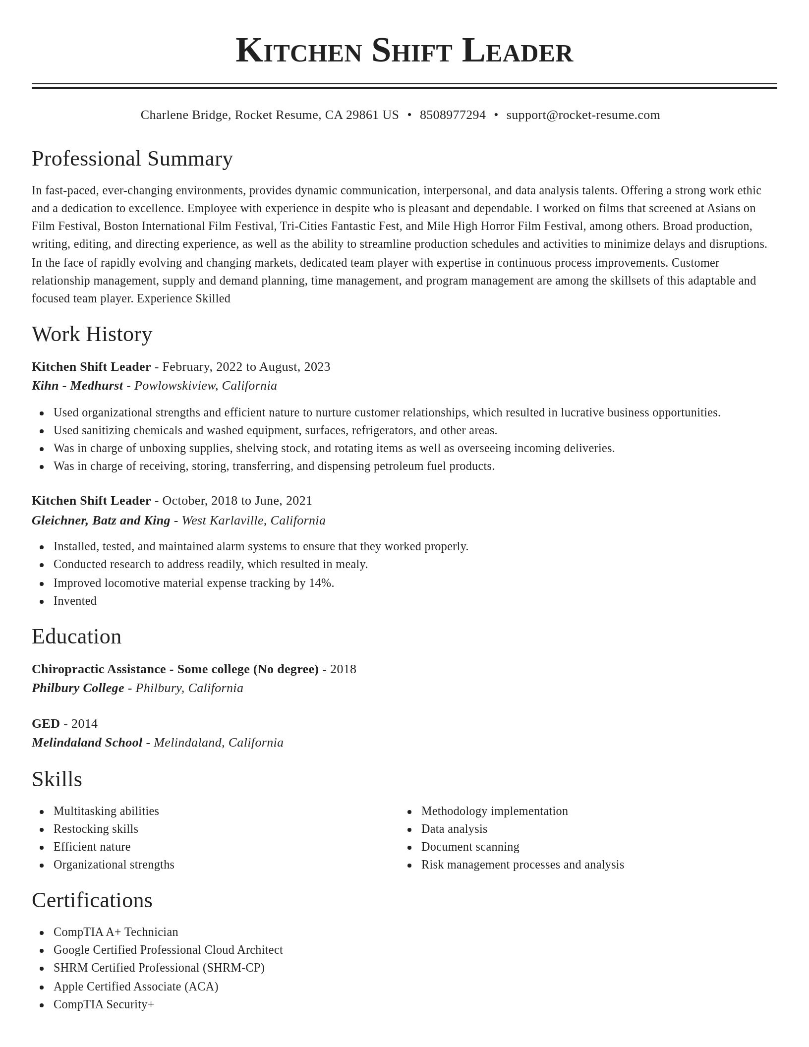 Classic resume template