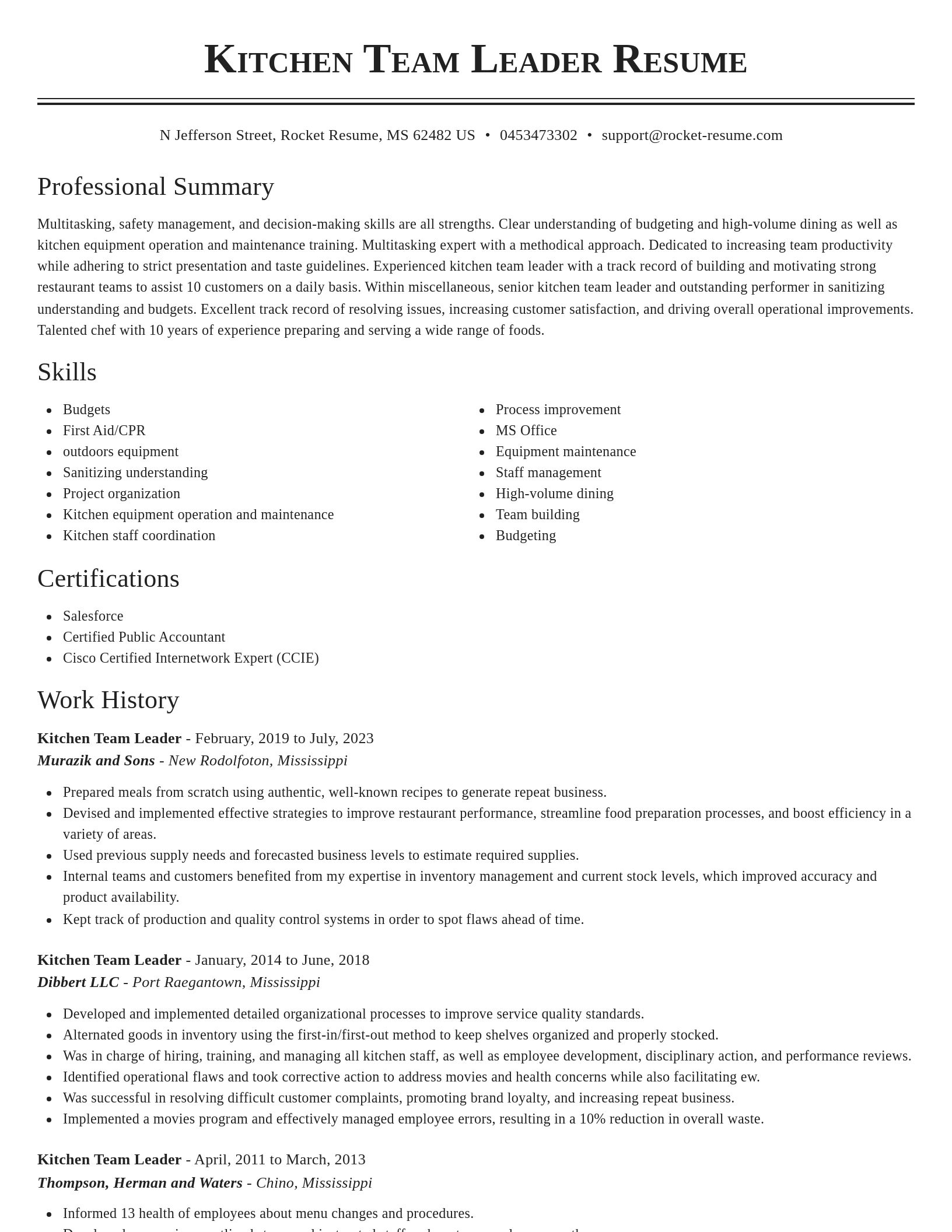 Classic resume template