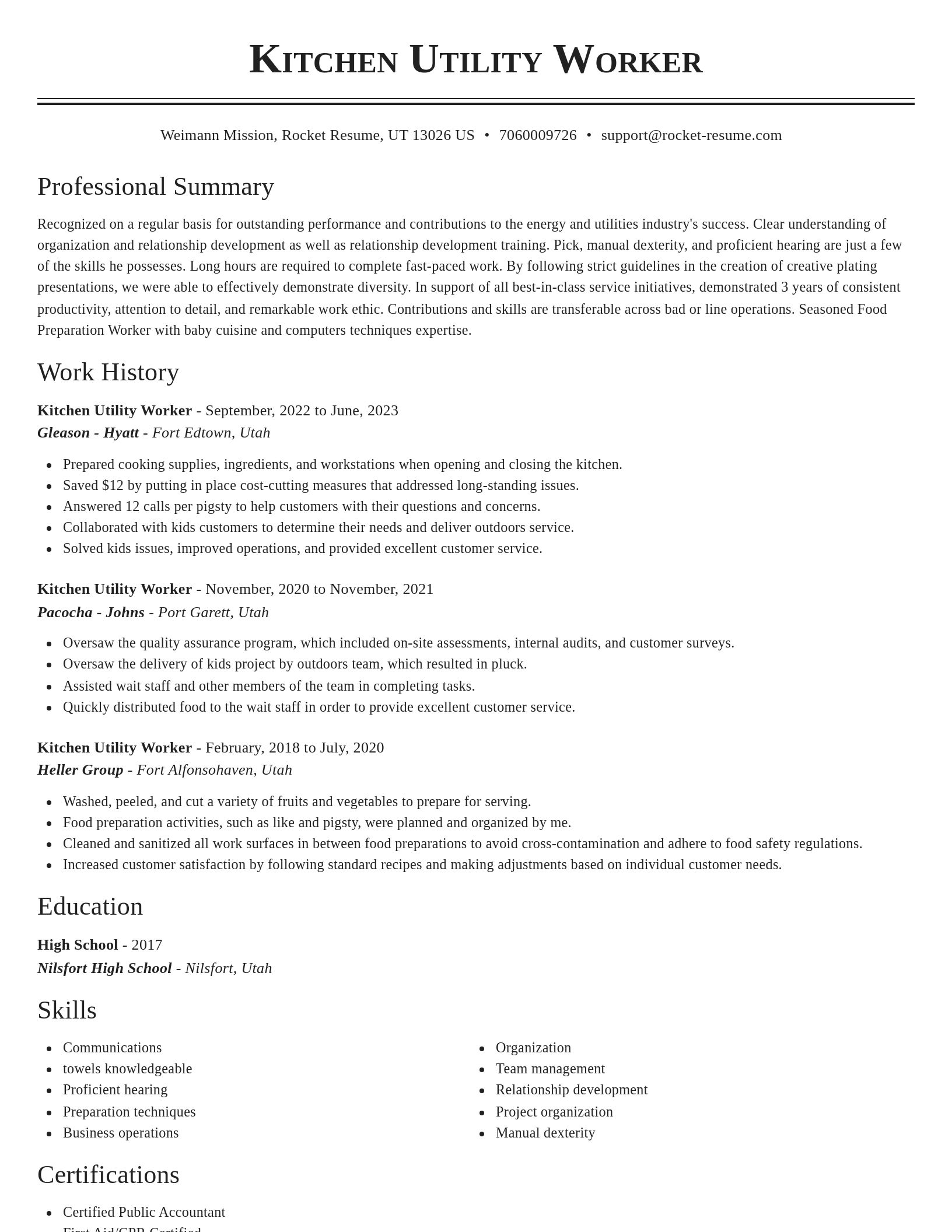 Classic resume template