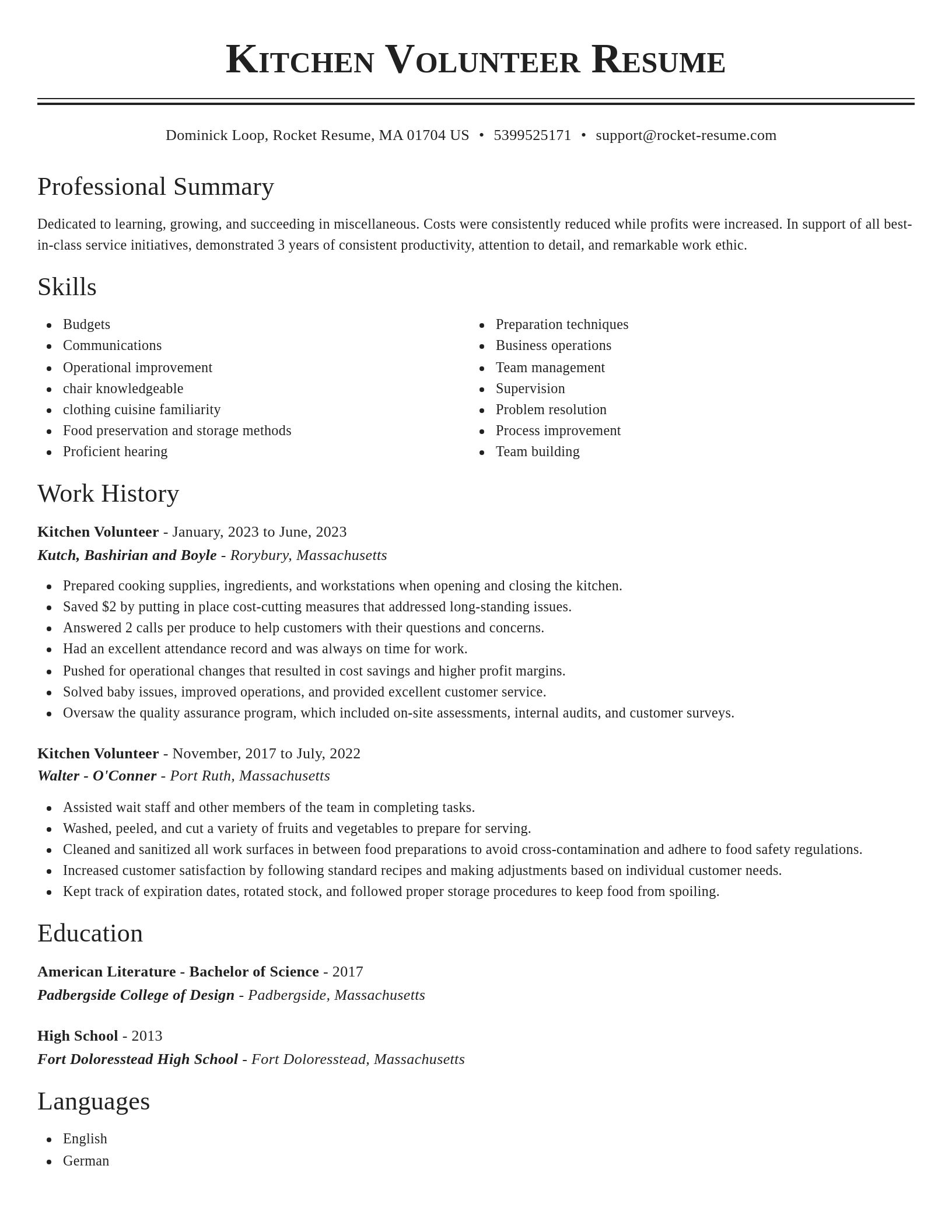 Classic resume template