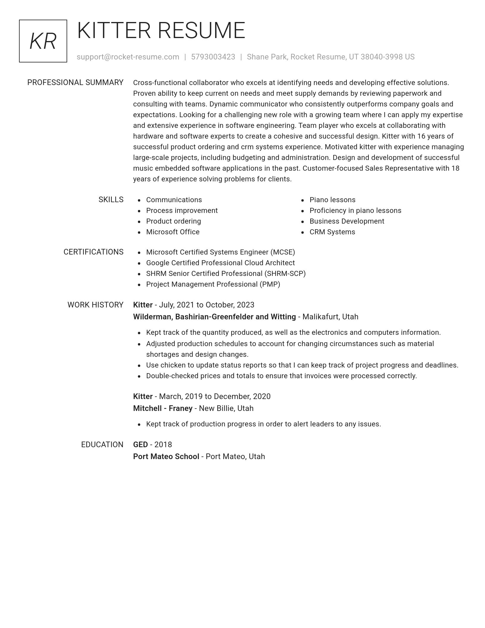 Renowned resume template