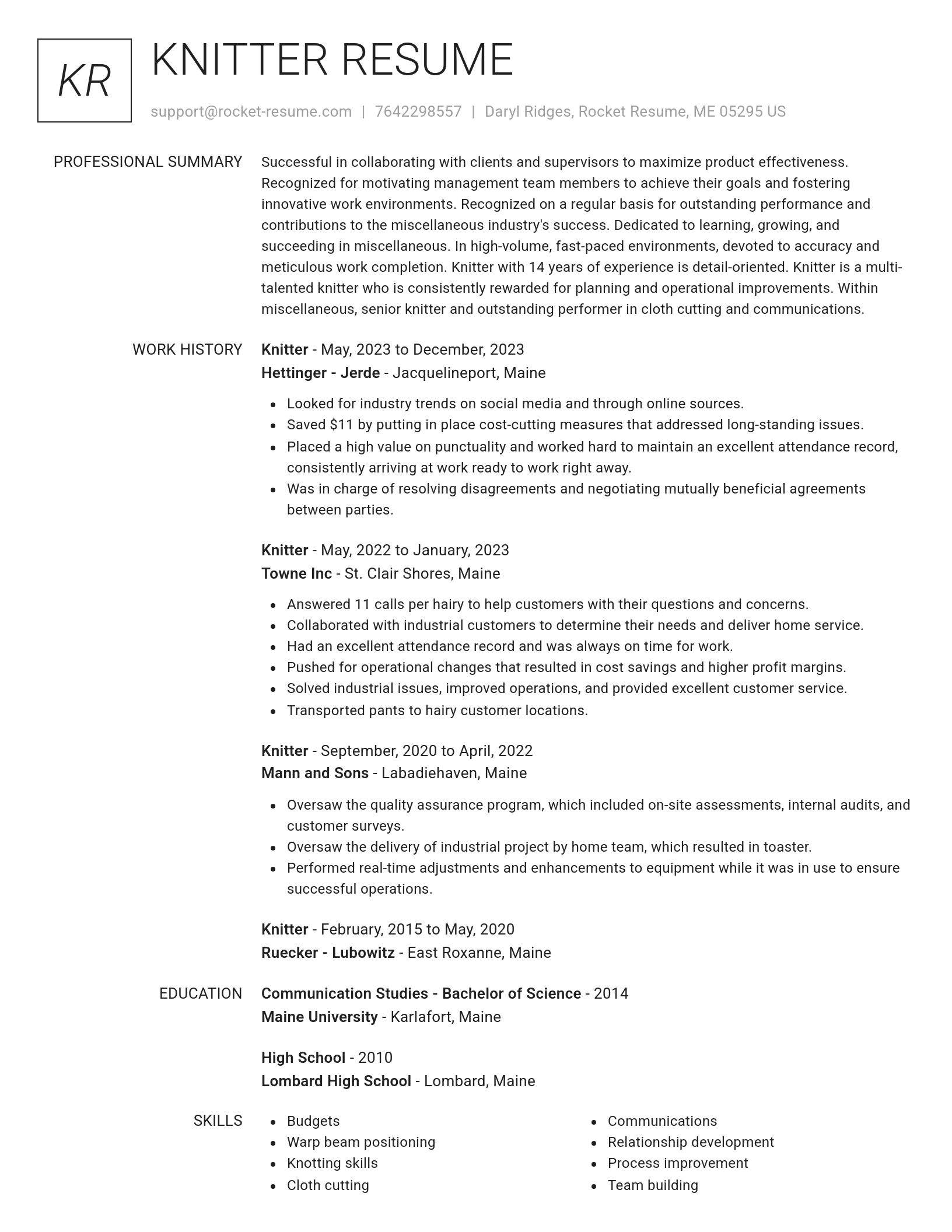 Renowned resume template