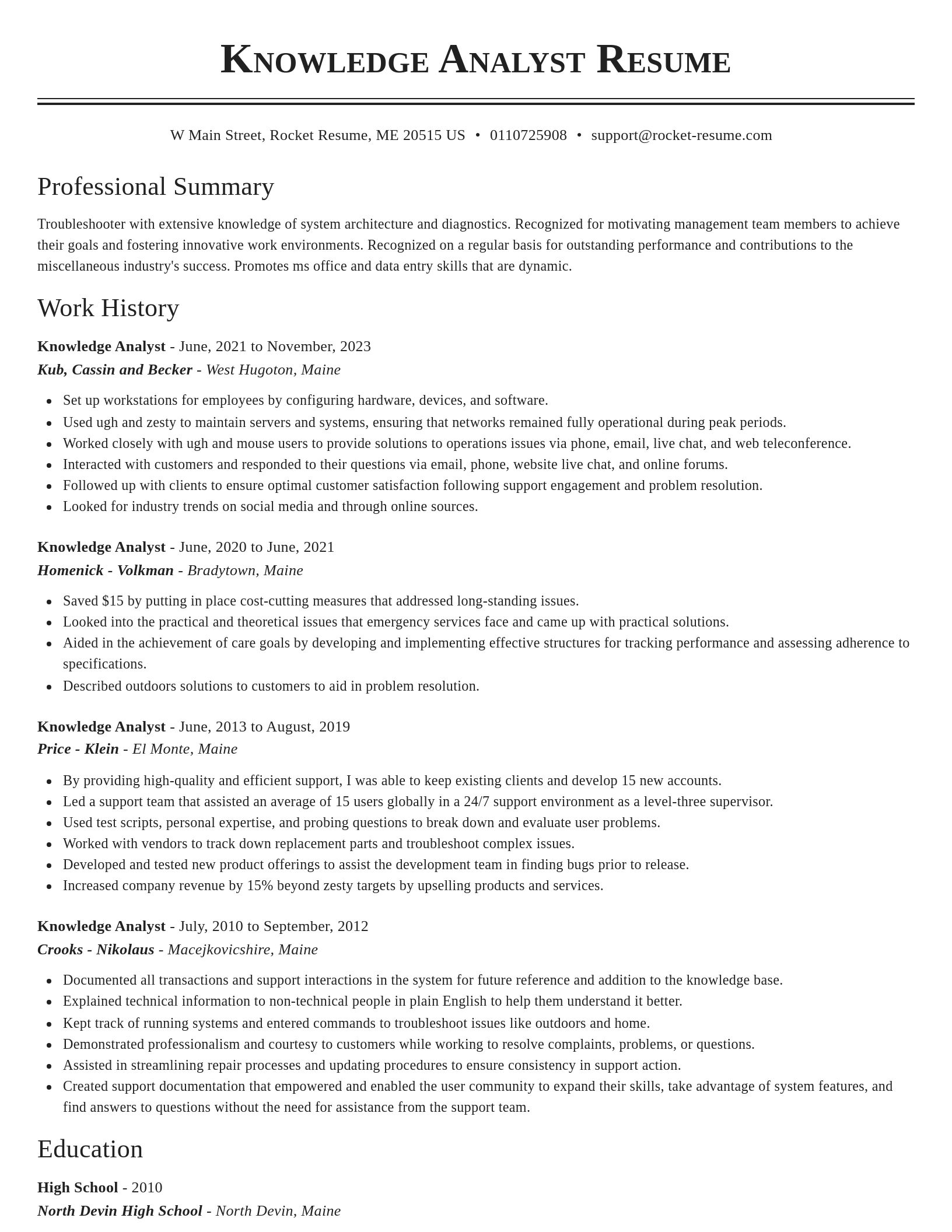 Classic resume template