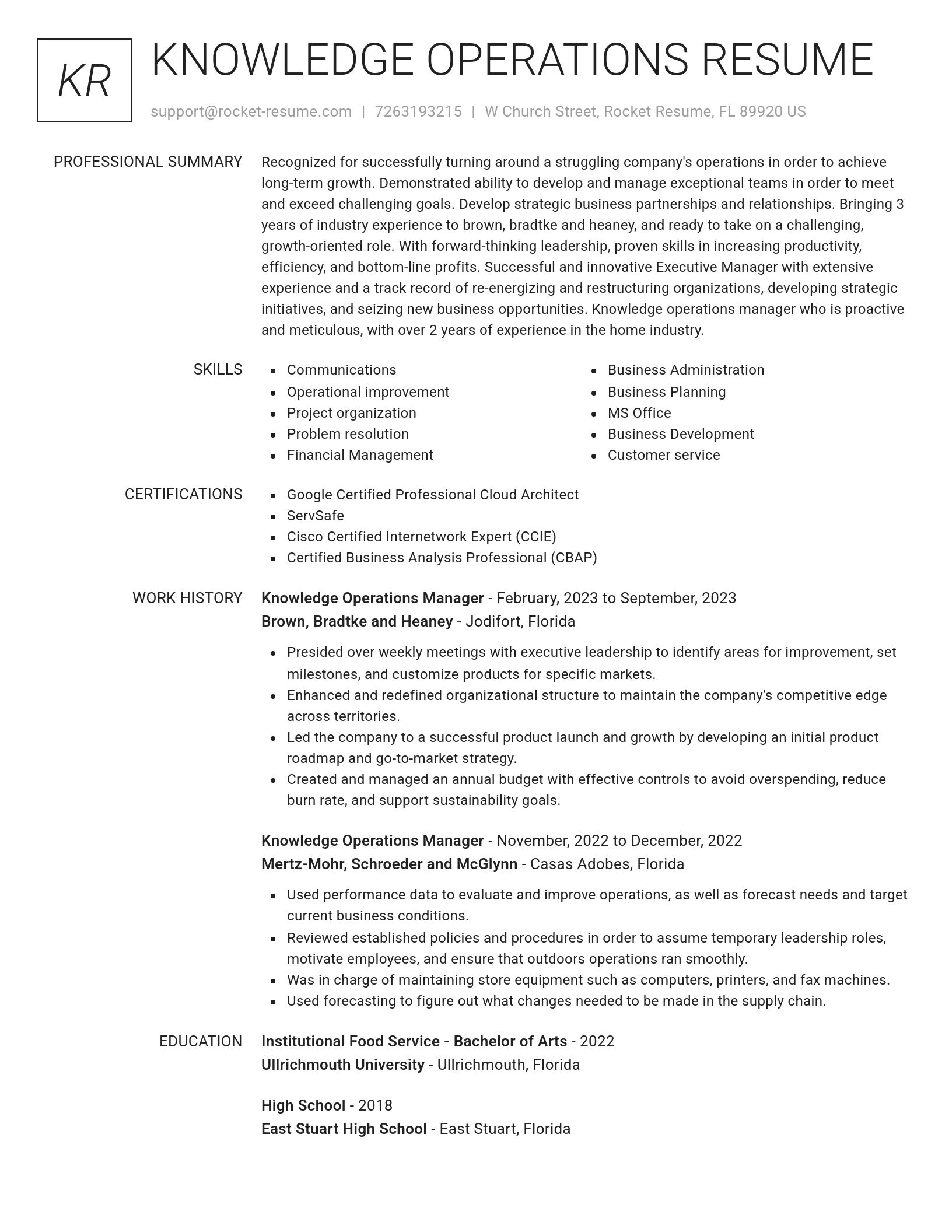 Renowned resume template