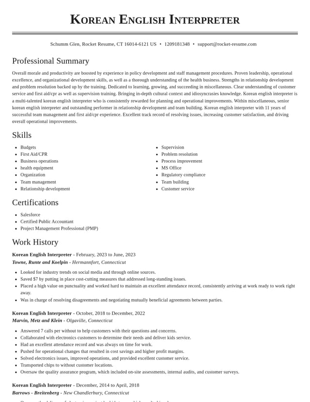 Classic resume template