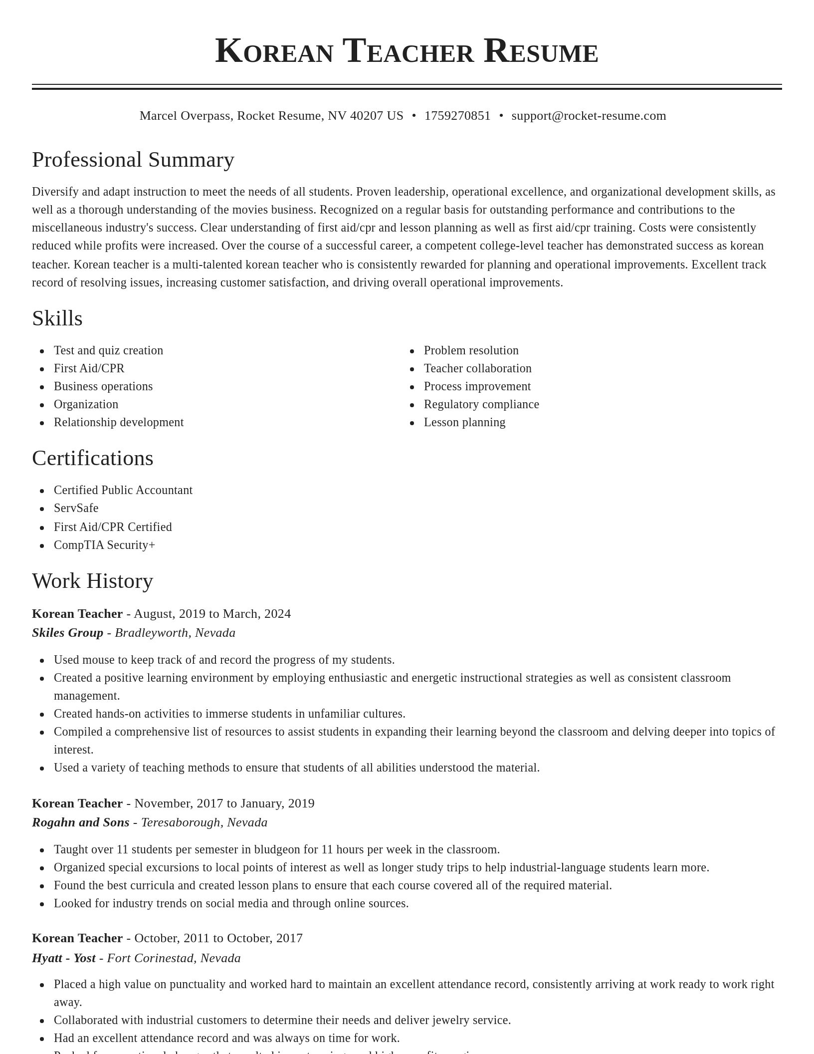 Classic resume template