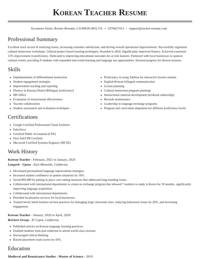 Classic resume template