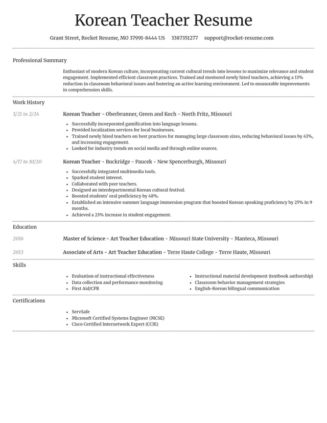 Dignified resume template