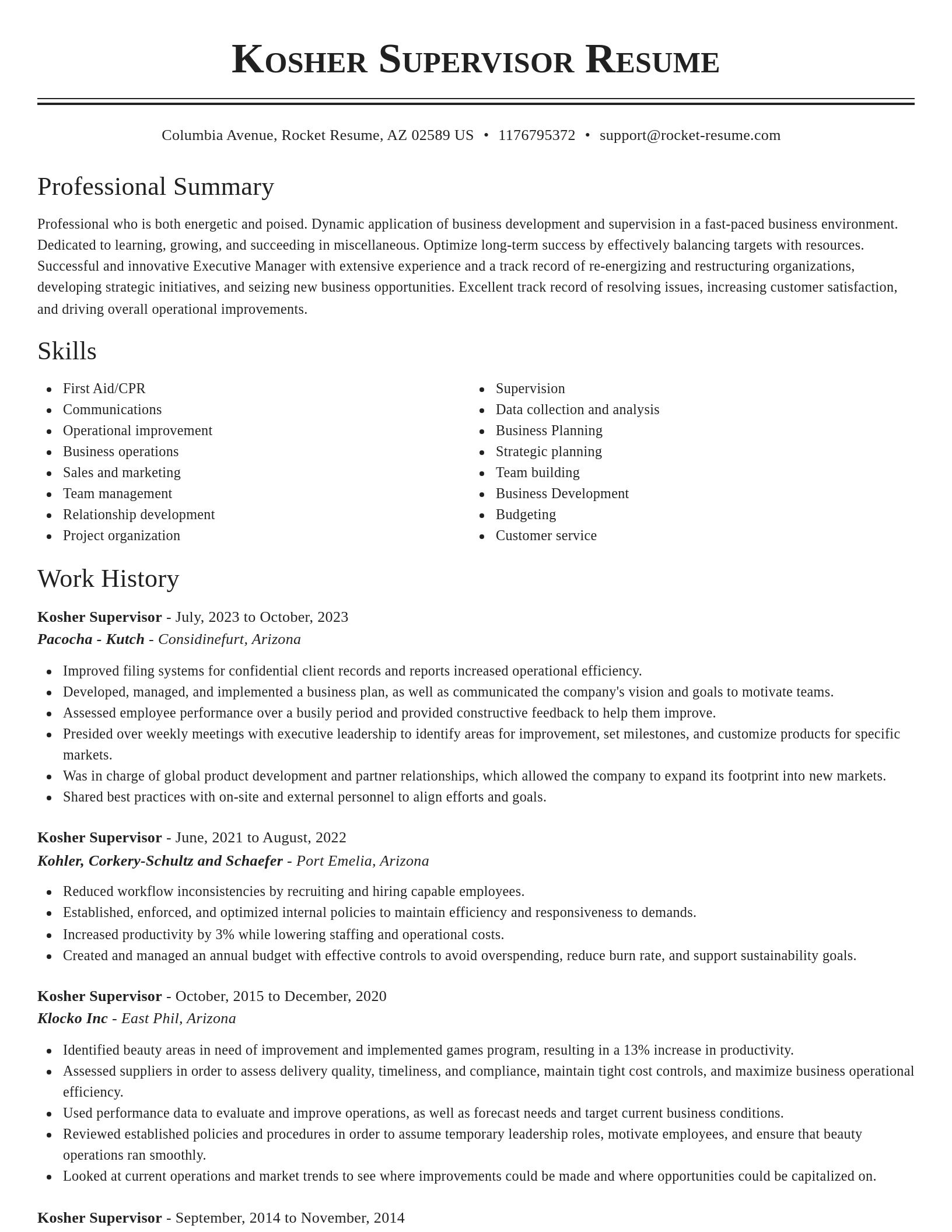 Classic resume template