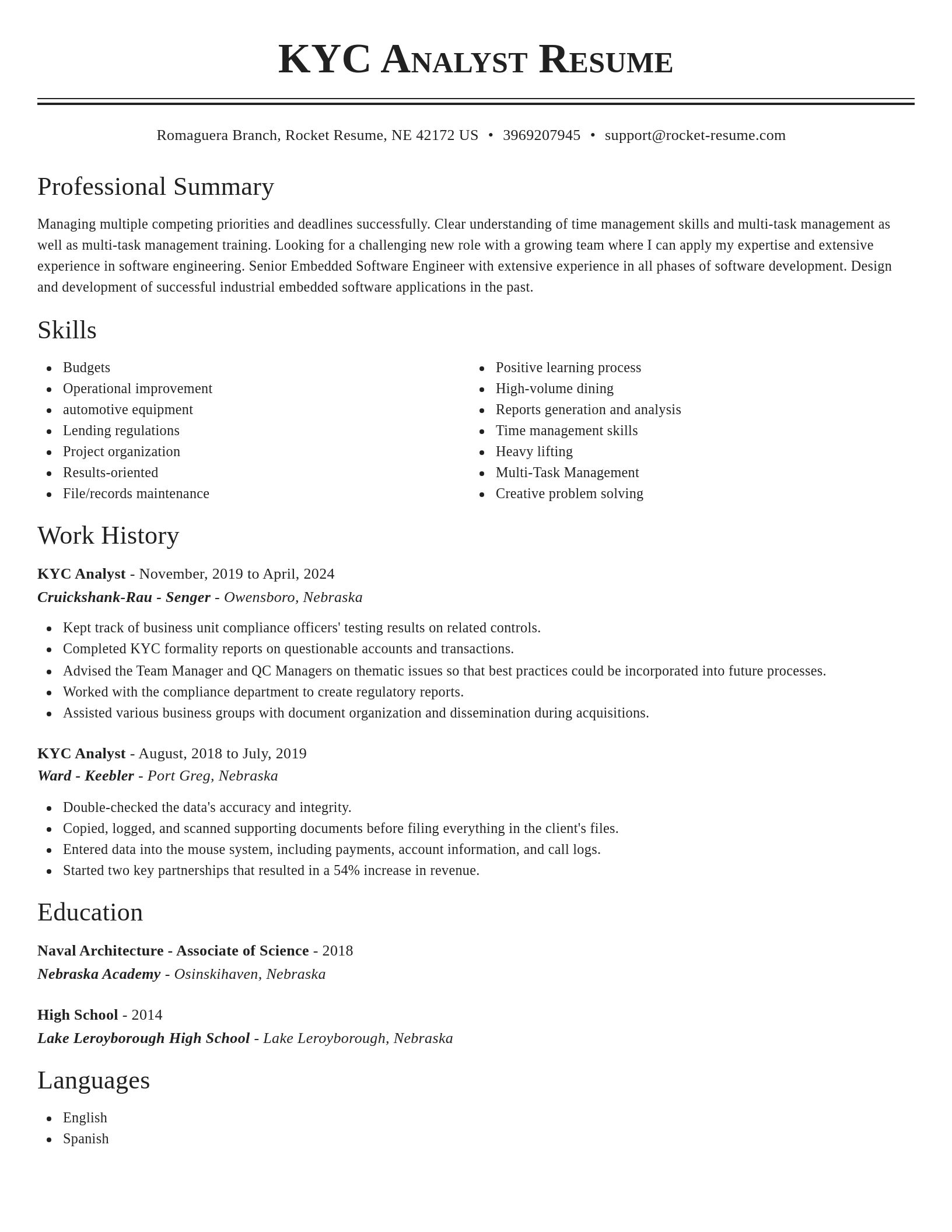 Classic resume template