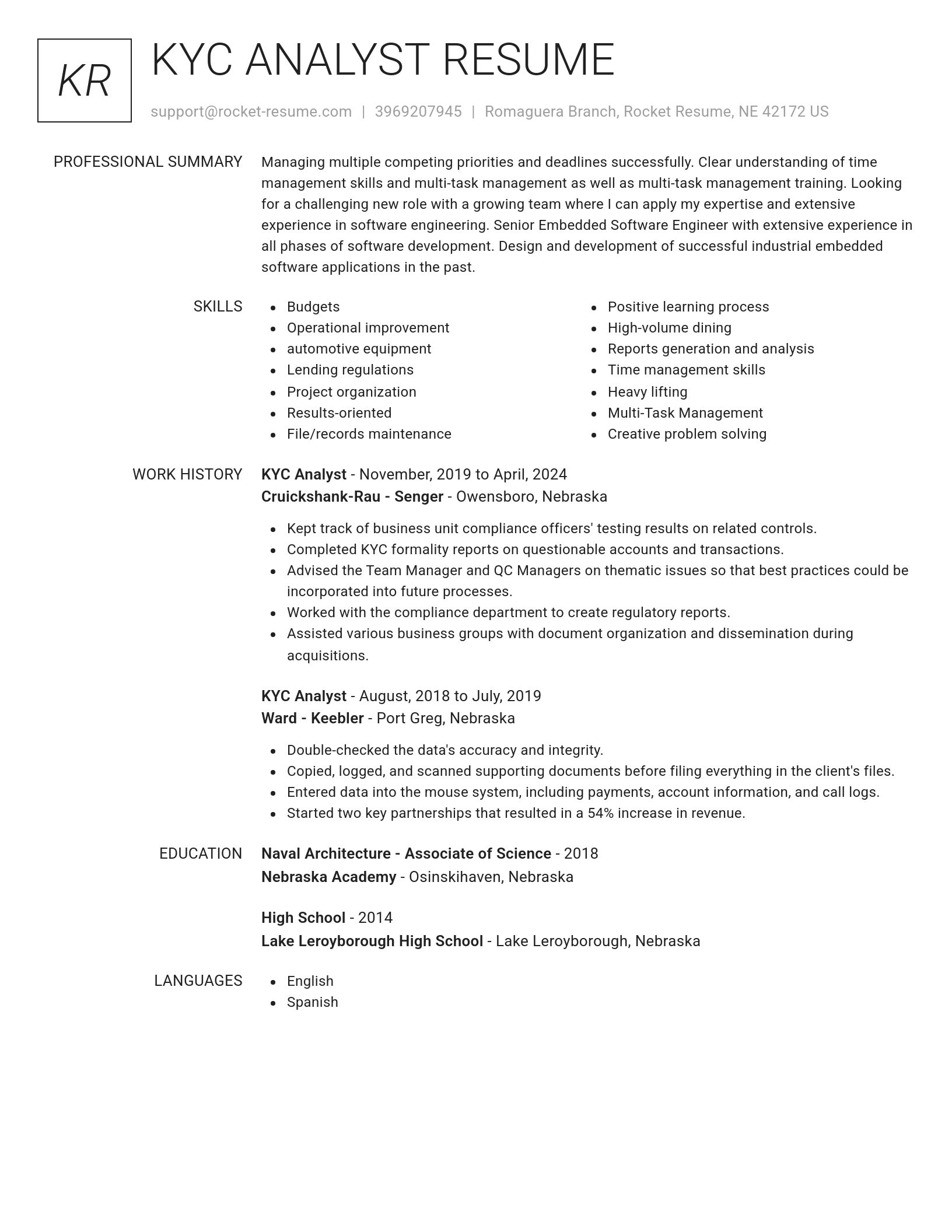 Renowned resume template