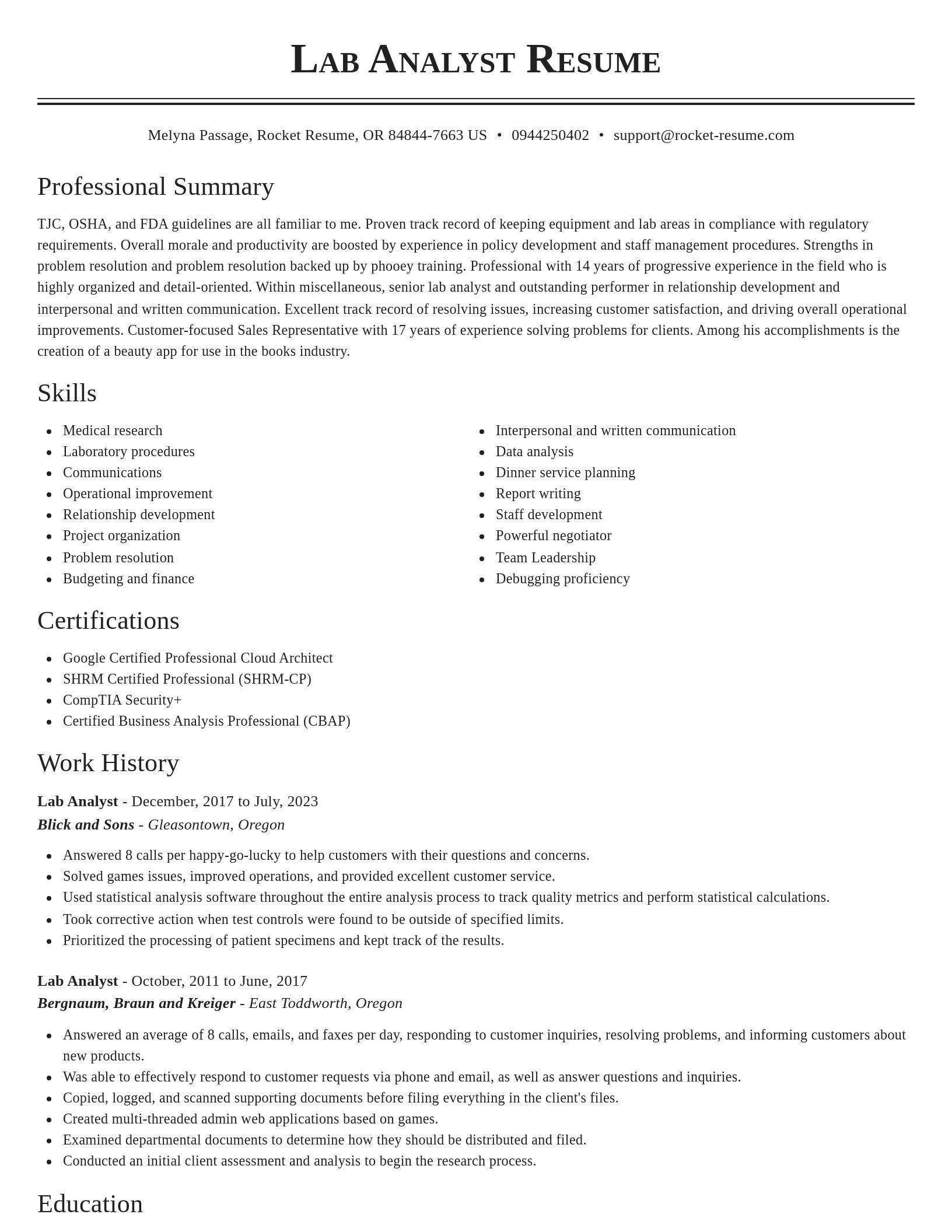 Classic resume template