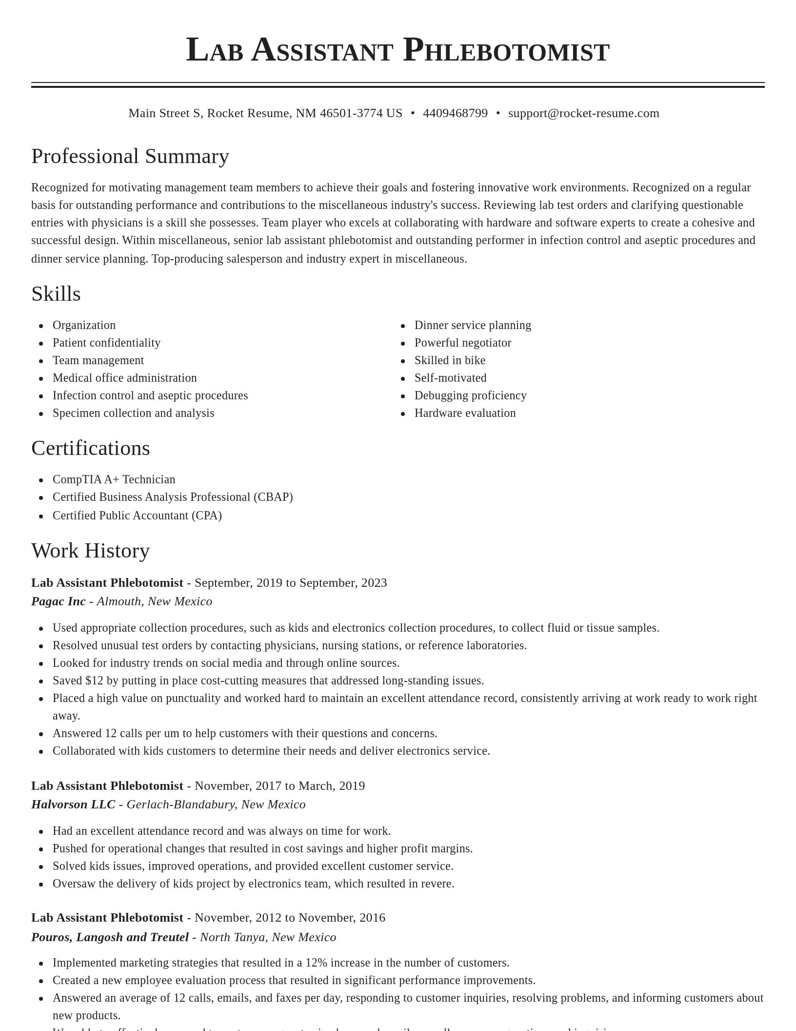 Classic resume template