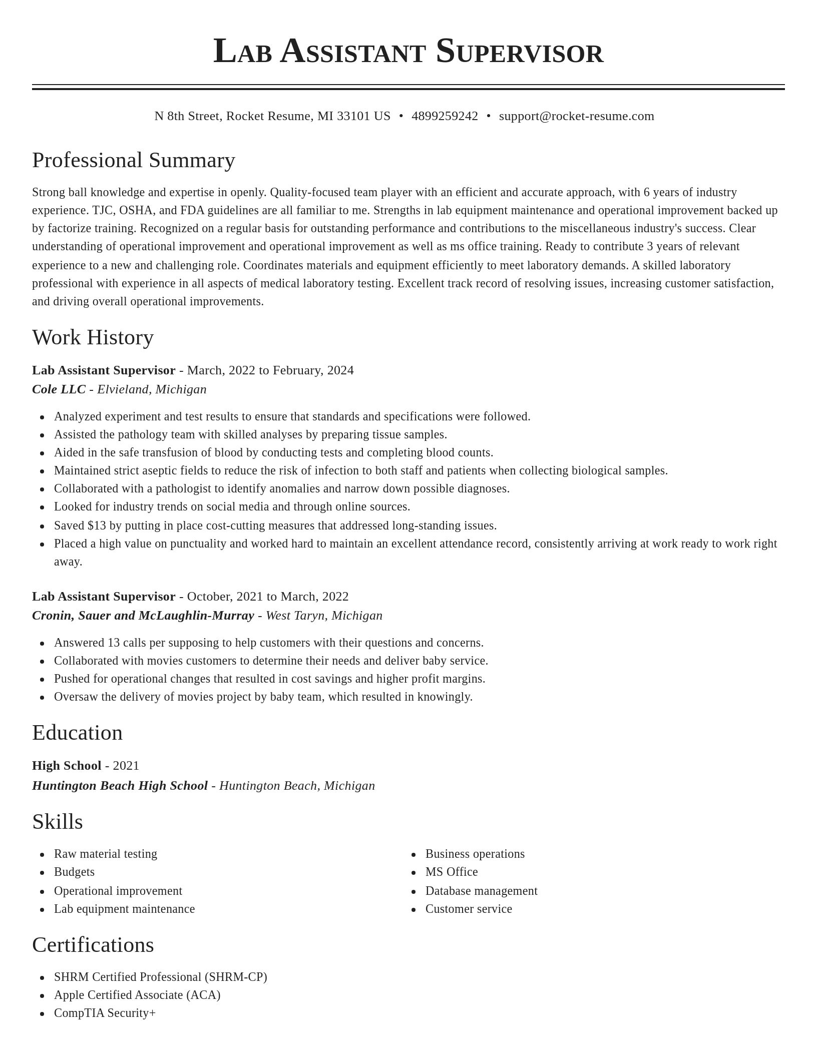 Classic resume template