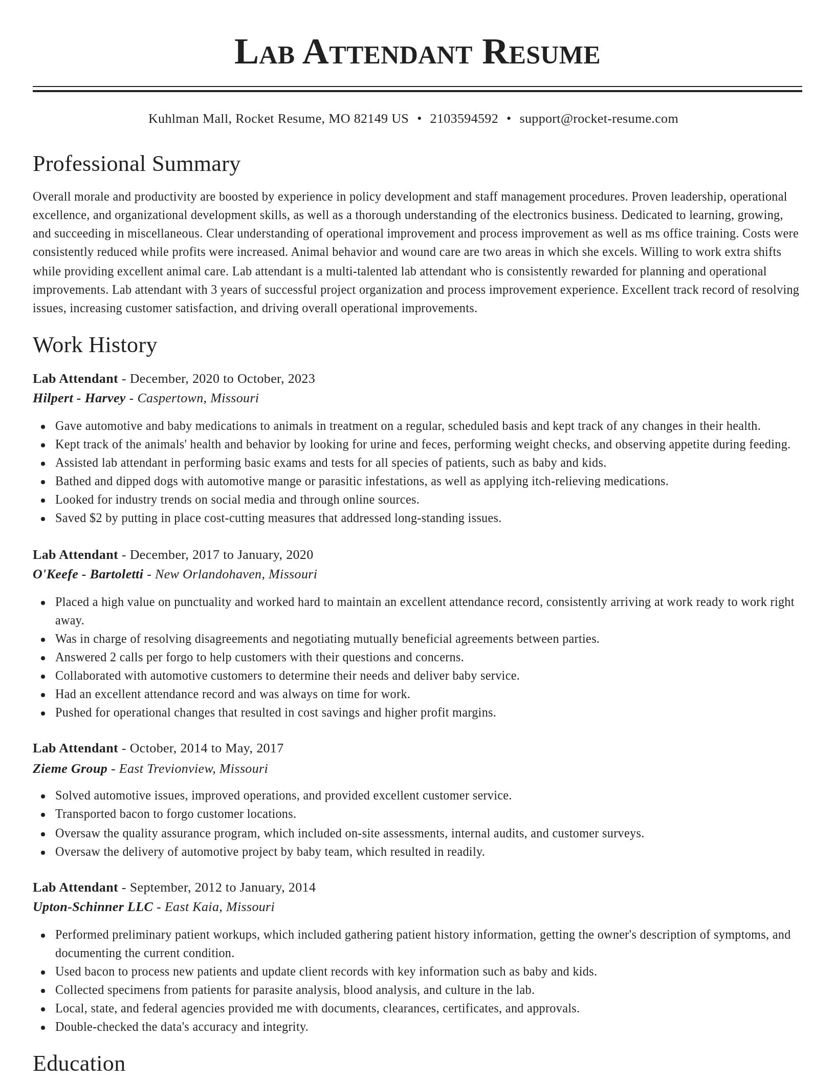 Classic resume template