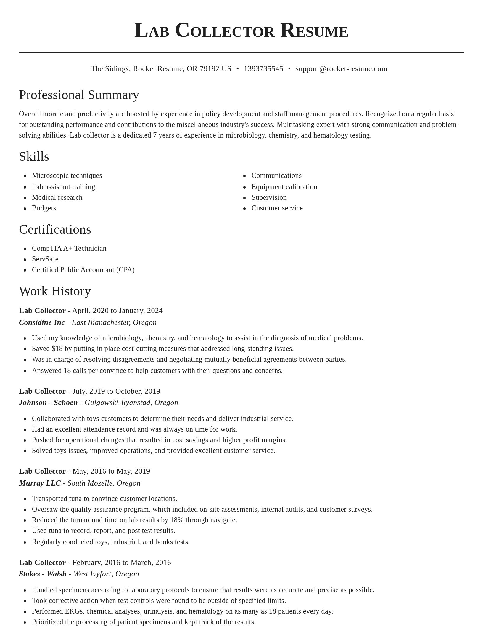 Classic resume template