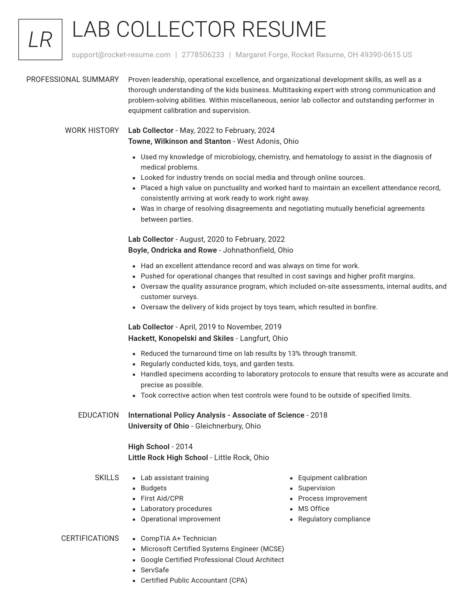Renowned resume template