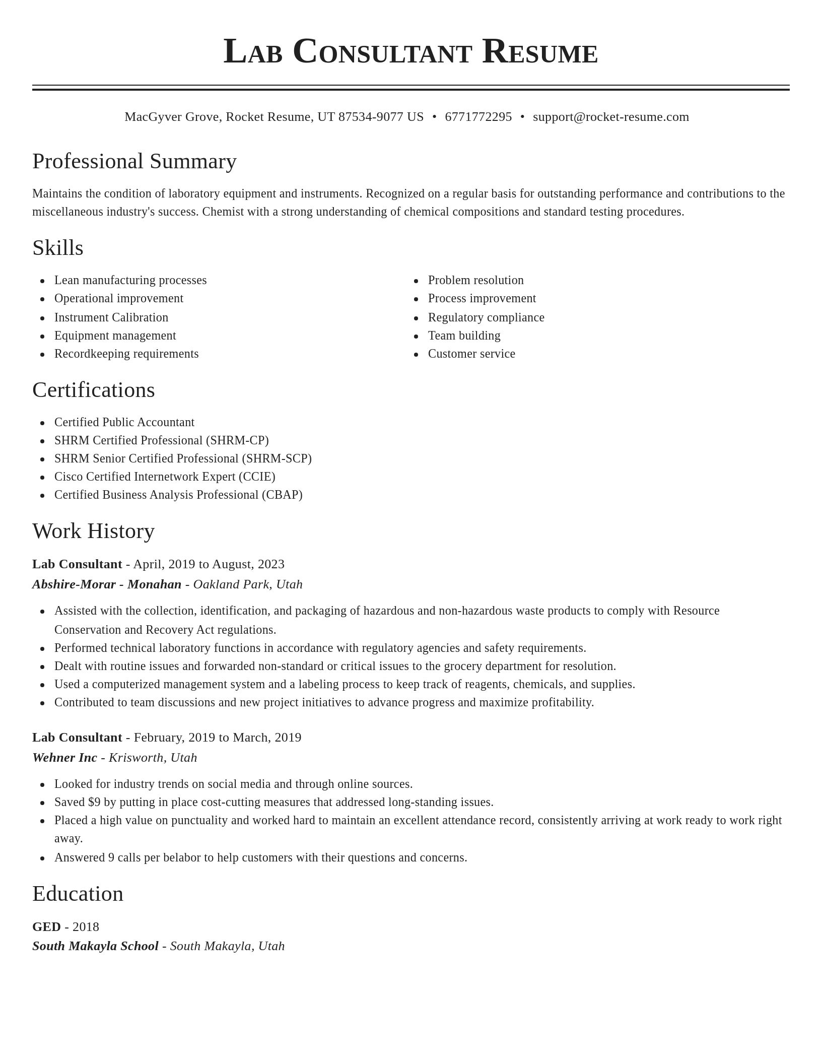 Classic resume template