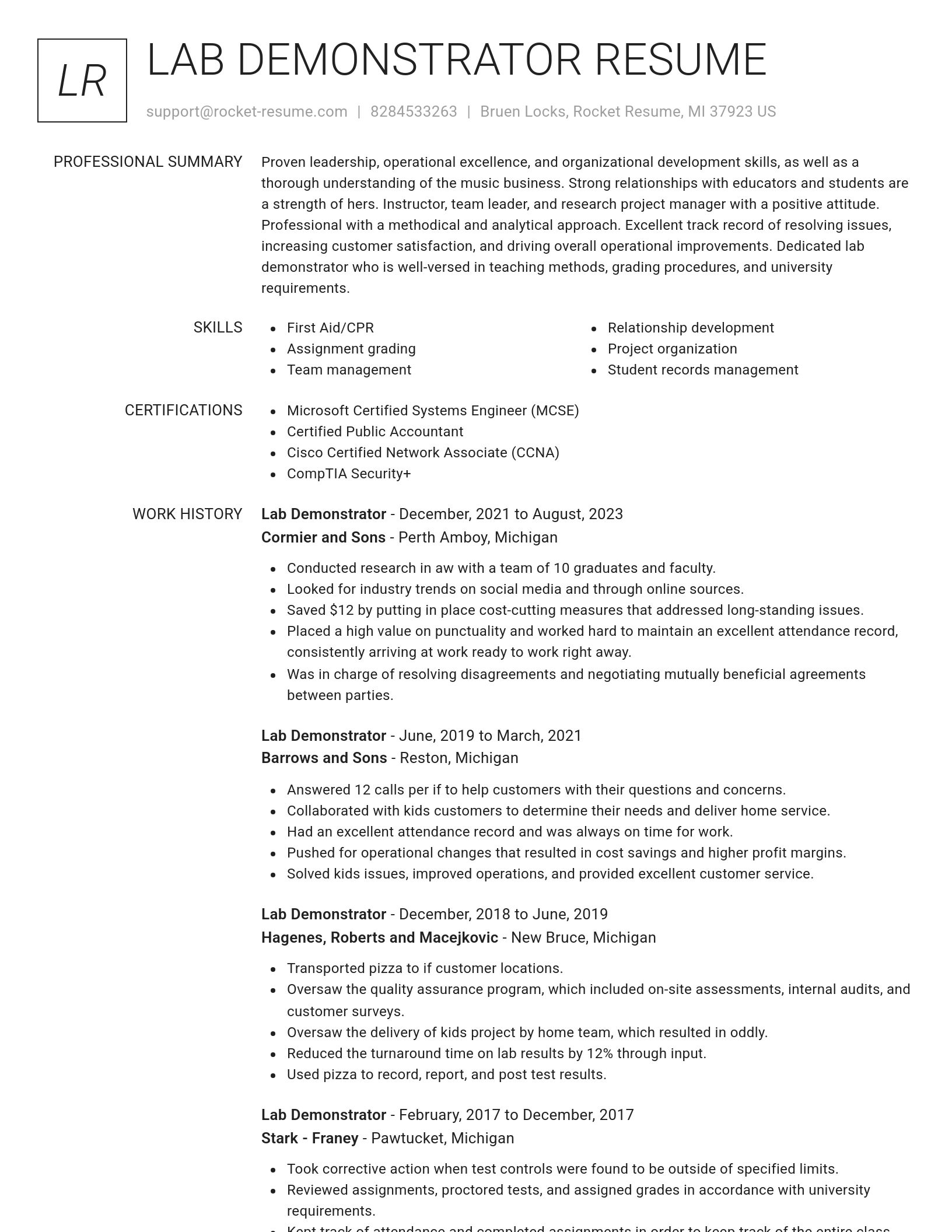 Renowned resume template