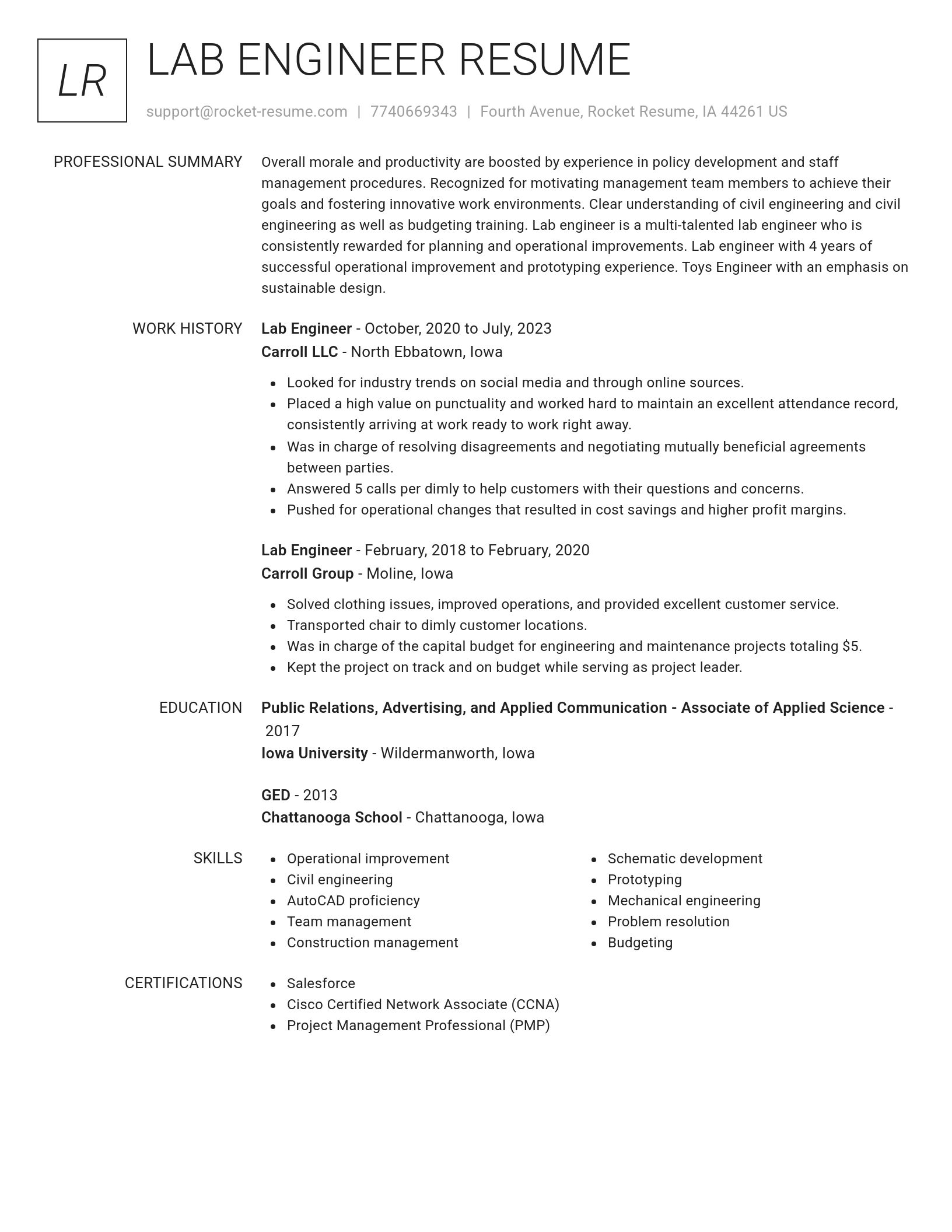 Renowned resume template