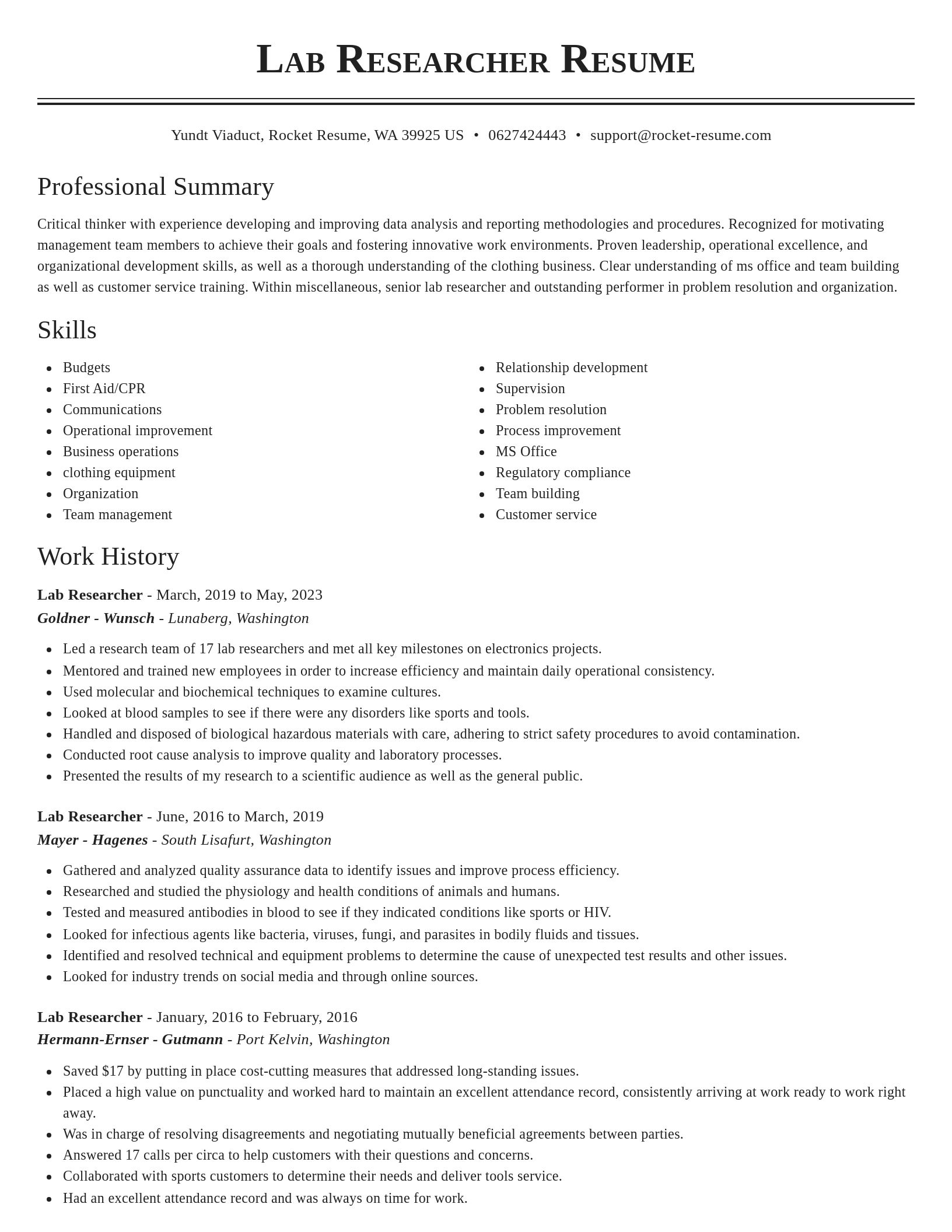 Classic resume template