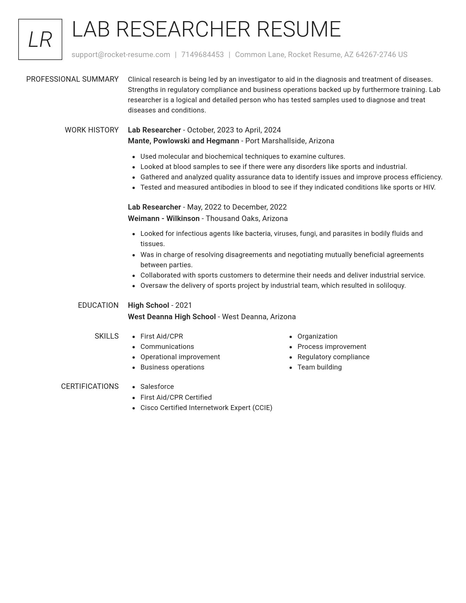 Renowned resume template
