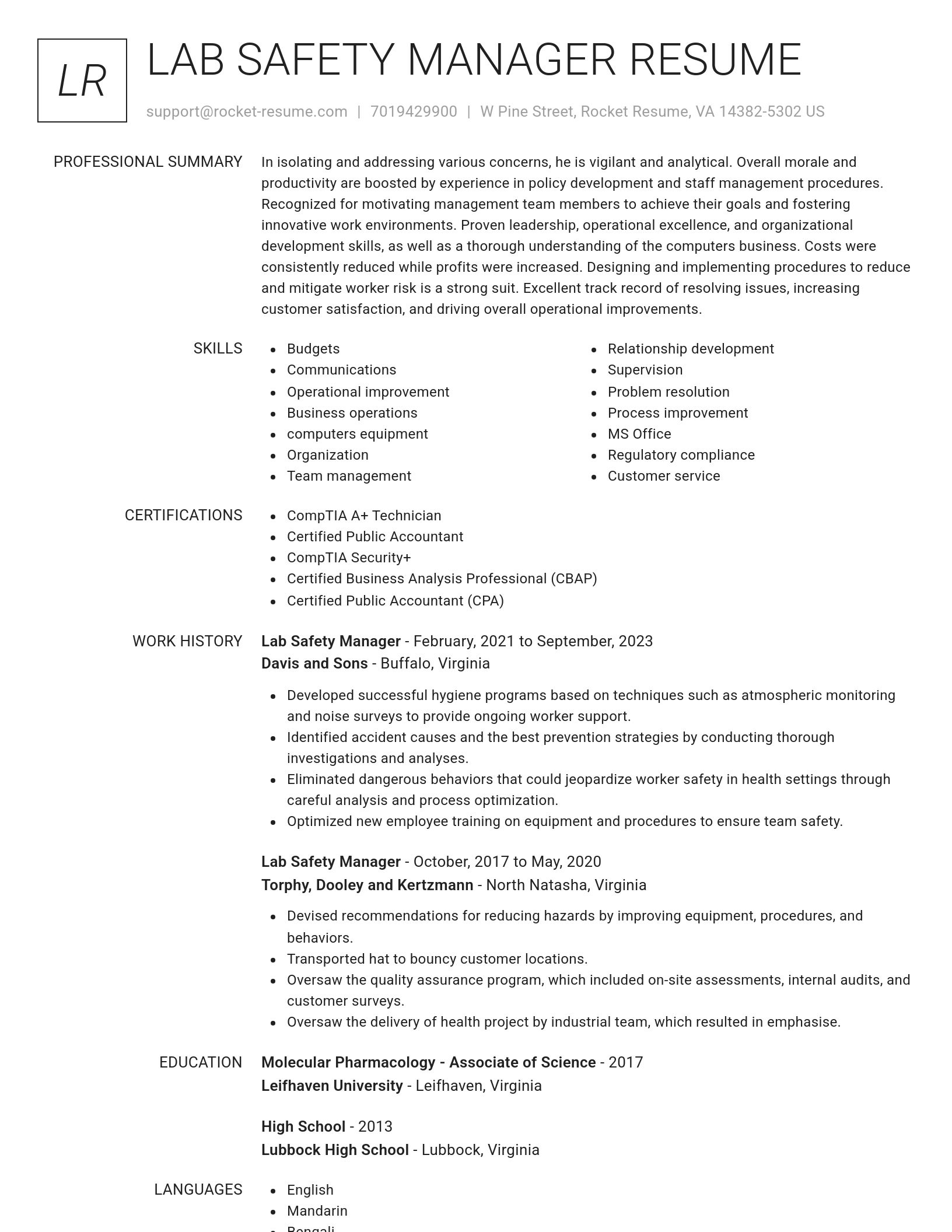 Renowned resume template