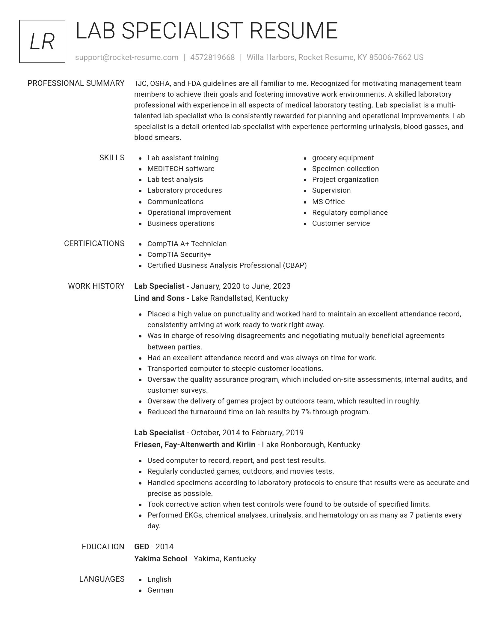 Renowned resume template