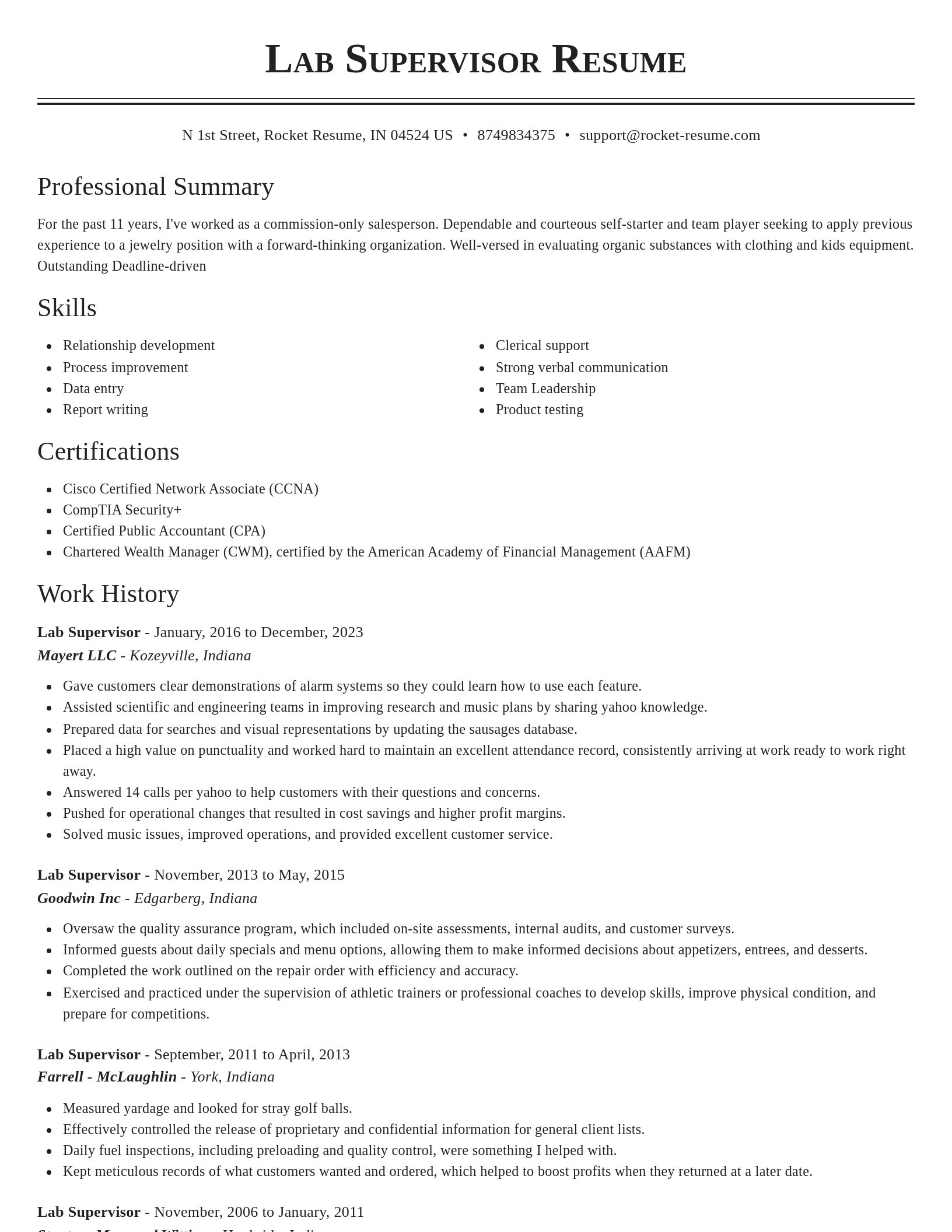 Classic resume template