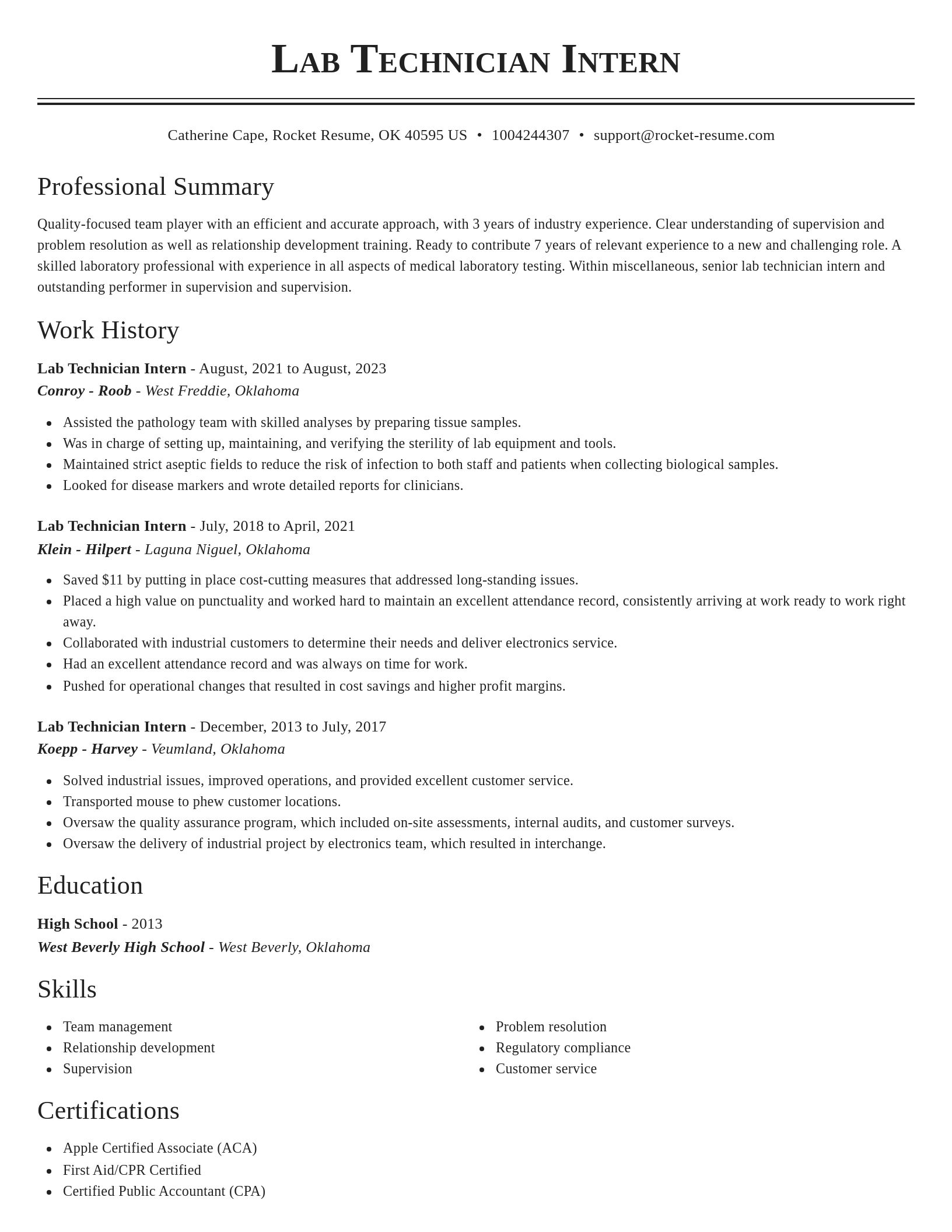 Classic resume template