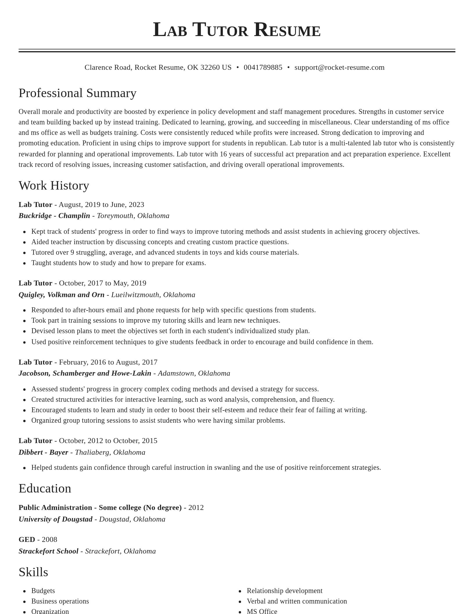 Classic resume template
