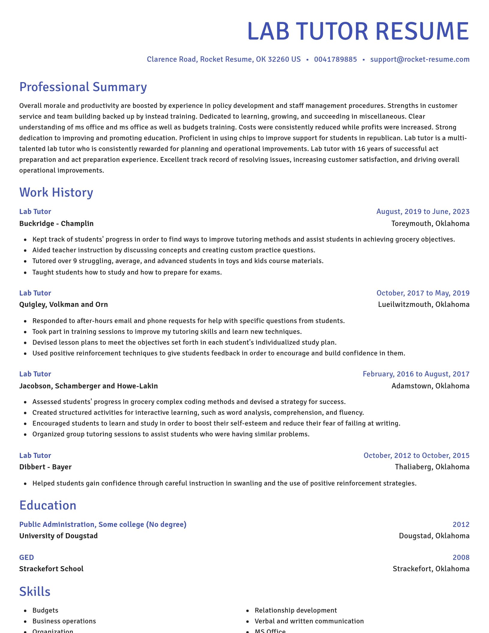 Novel resume template