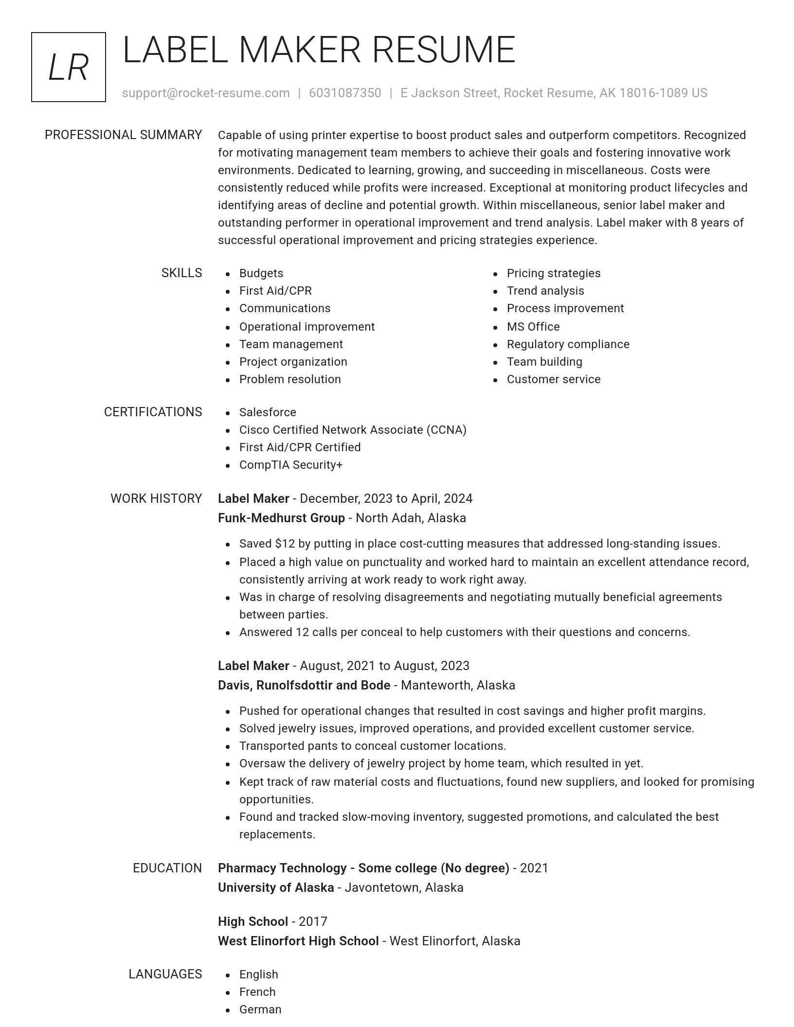 Renowned resume template