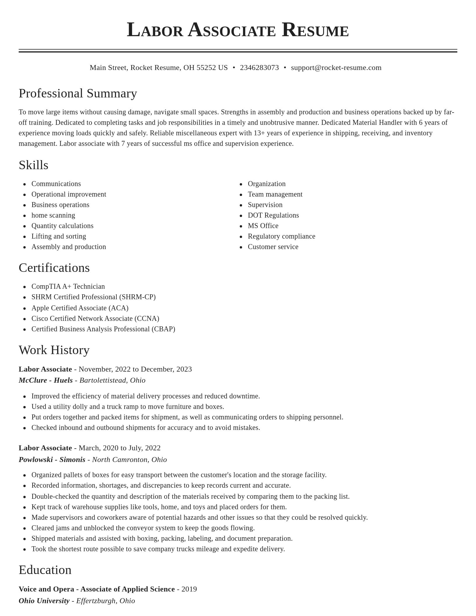 Classic resume template