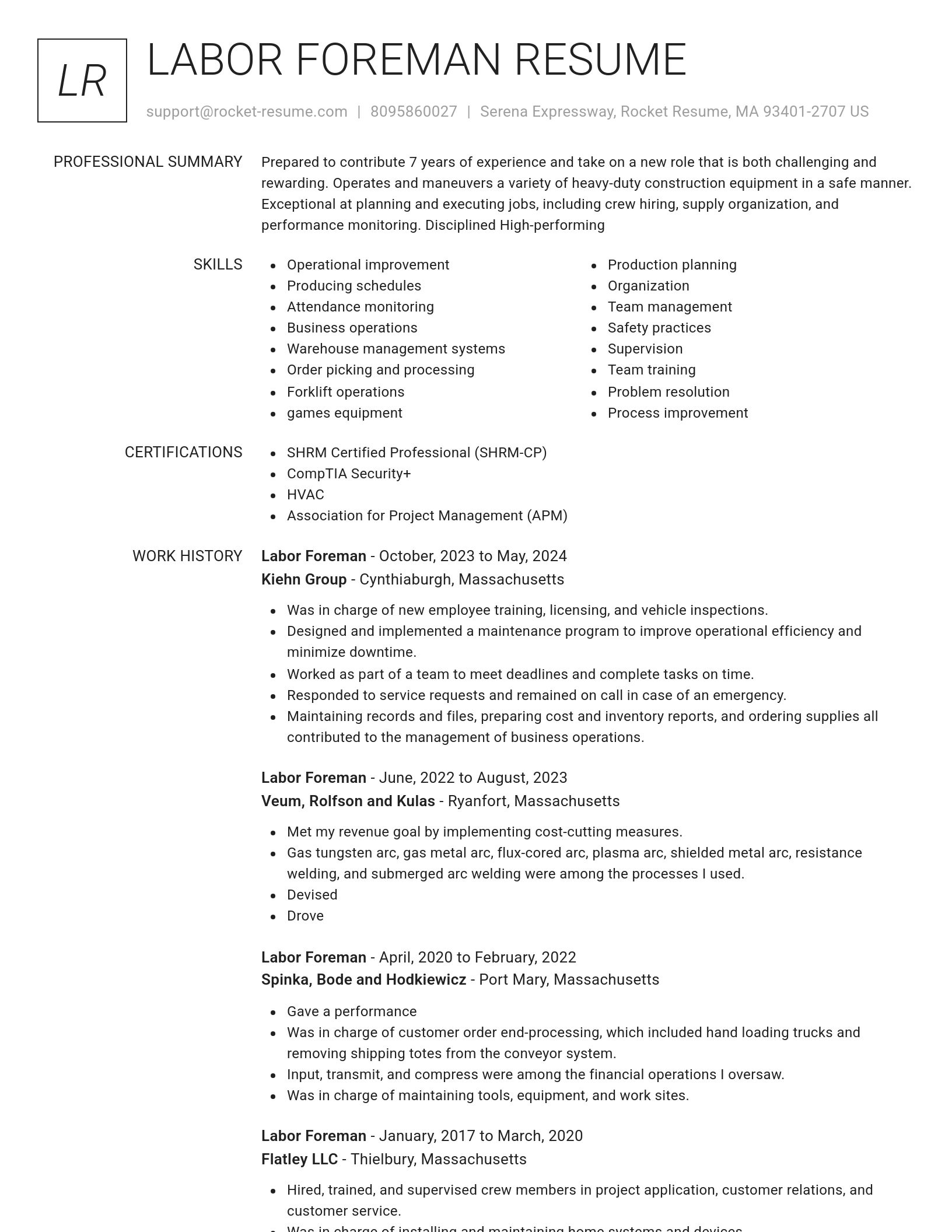 Renowned resume template