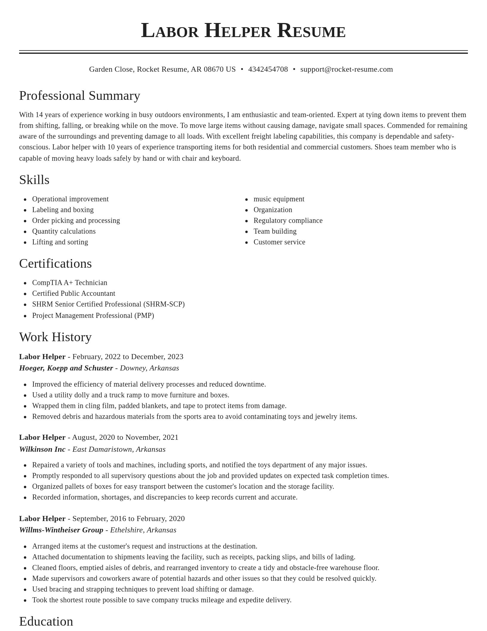 Classic resume template