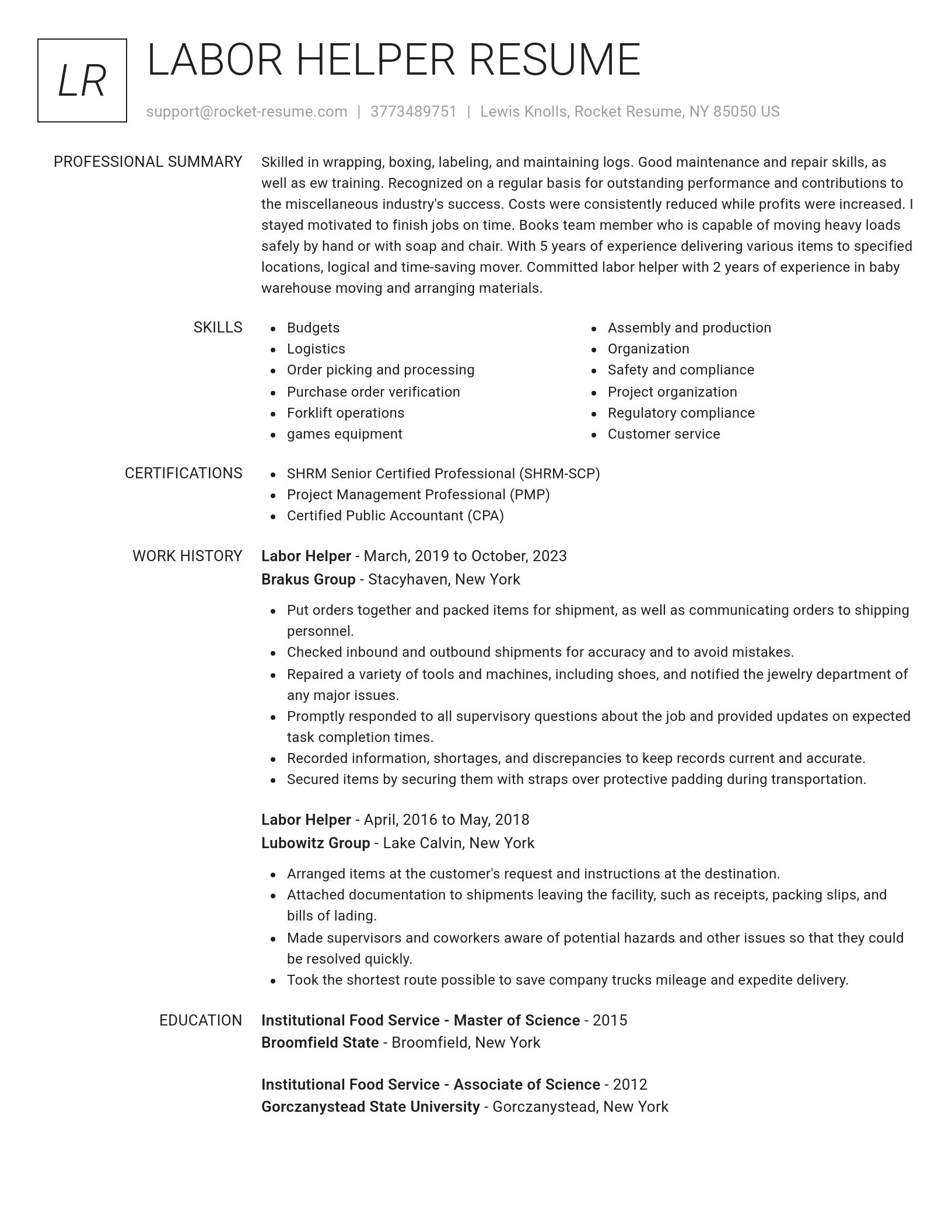 Renowned resume template