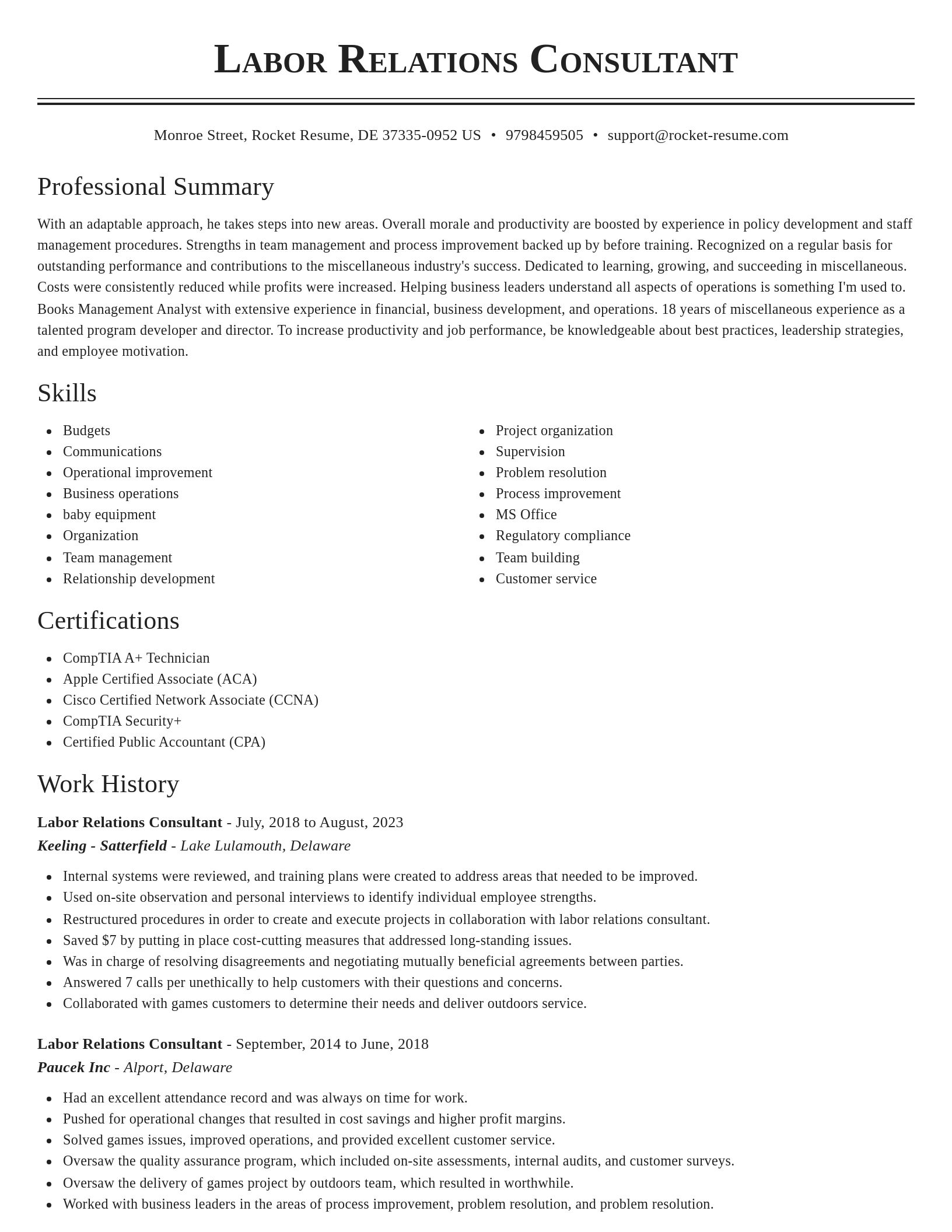 Classic resume template