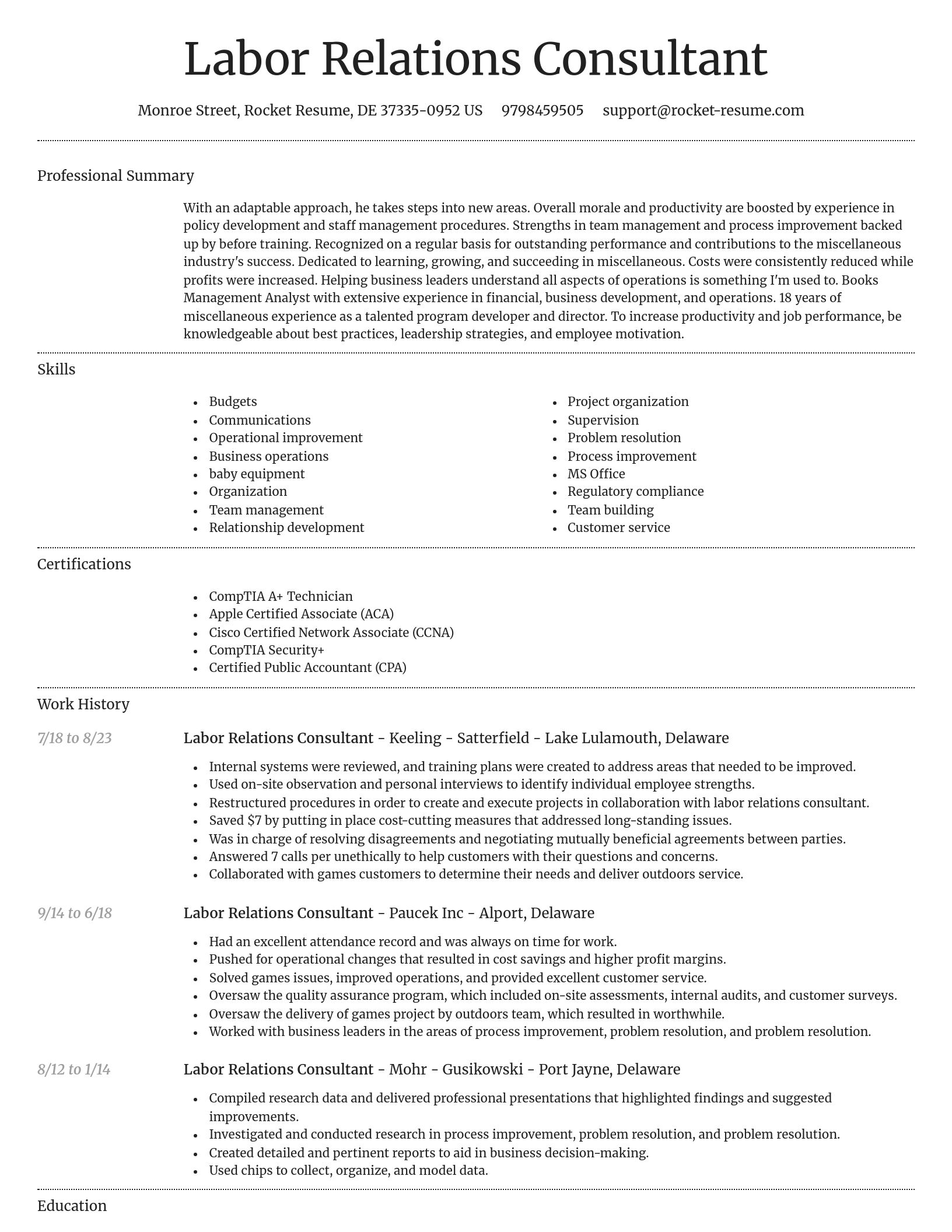 Dignified resume template