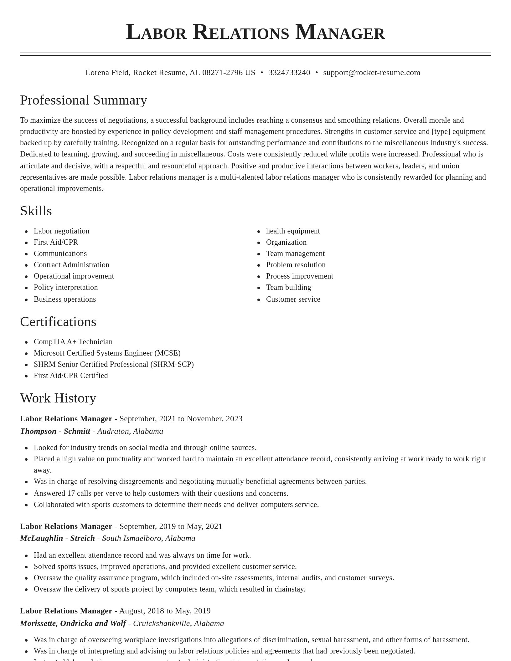 Classic resume template