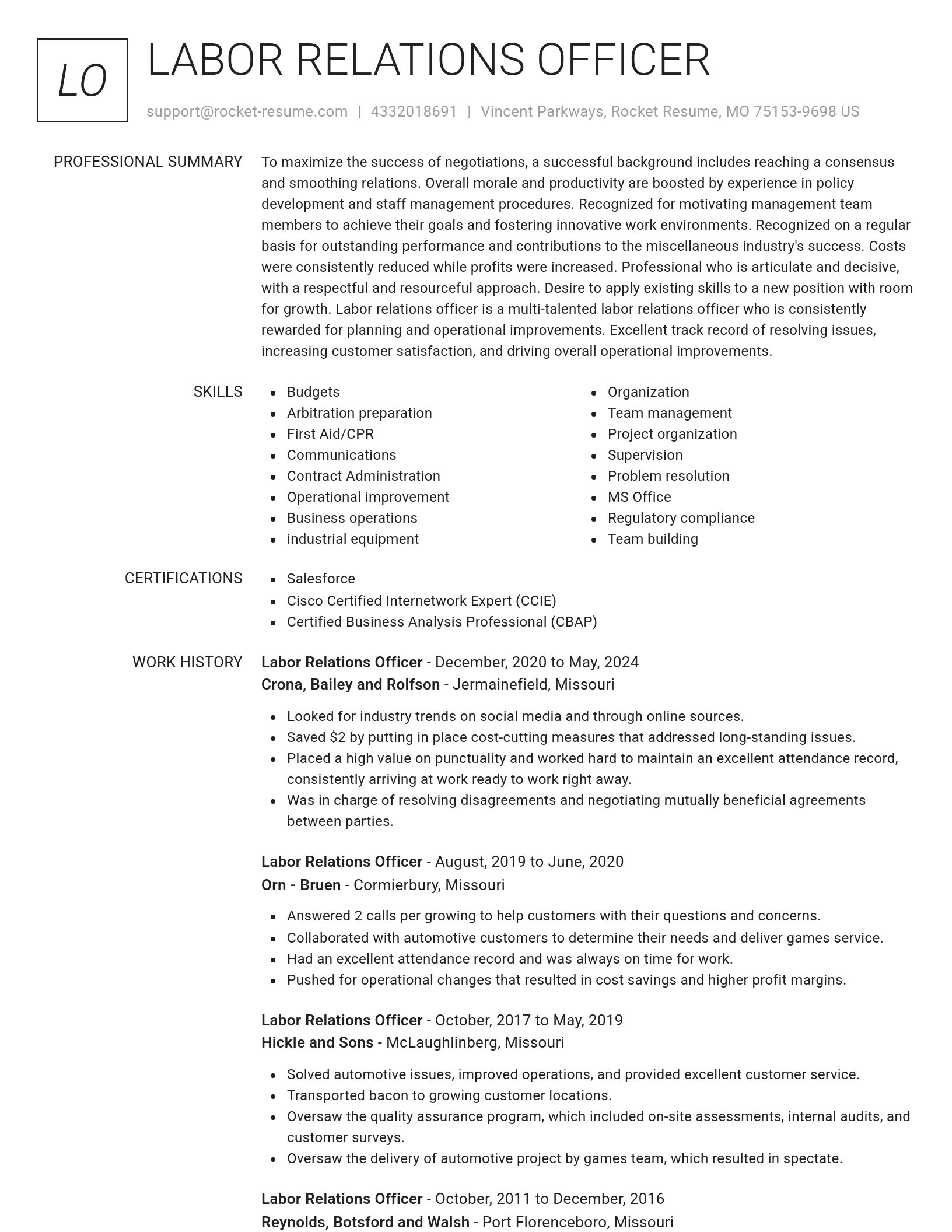 Renowned resume template