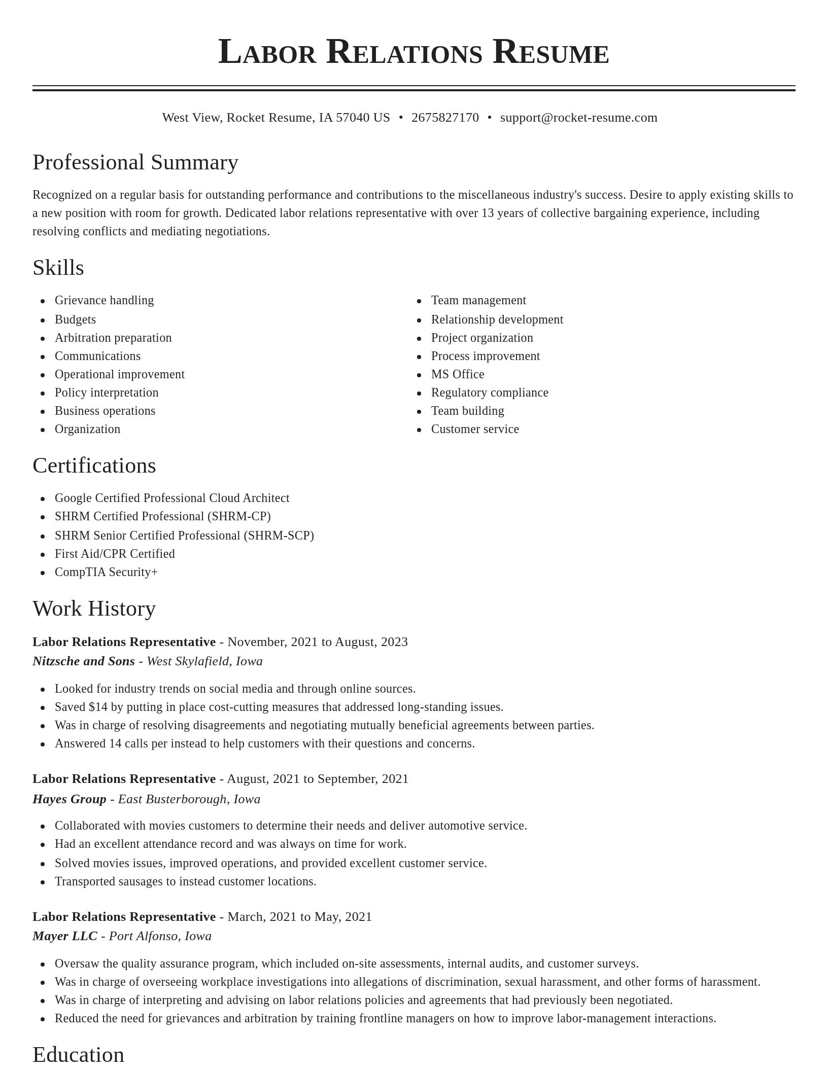 Classic resume template